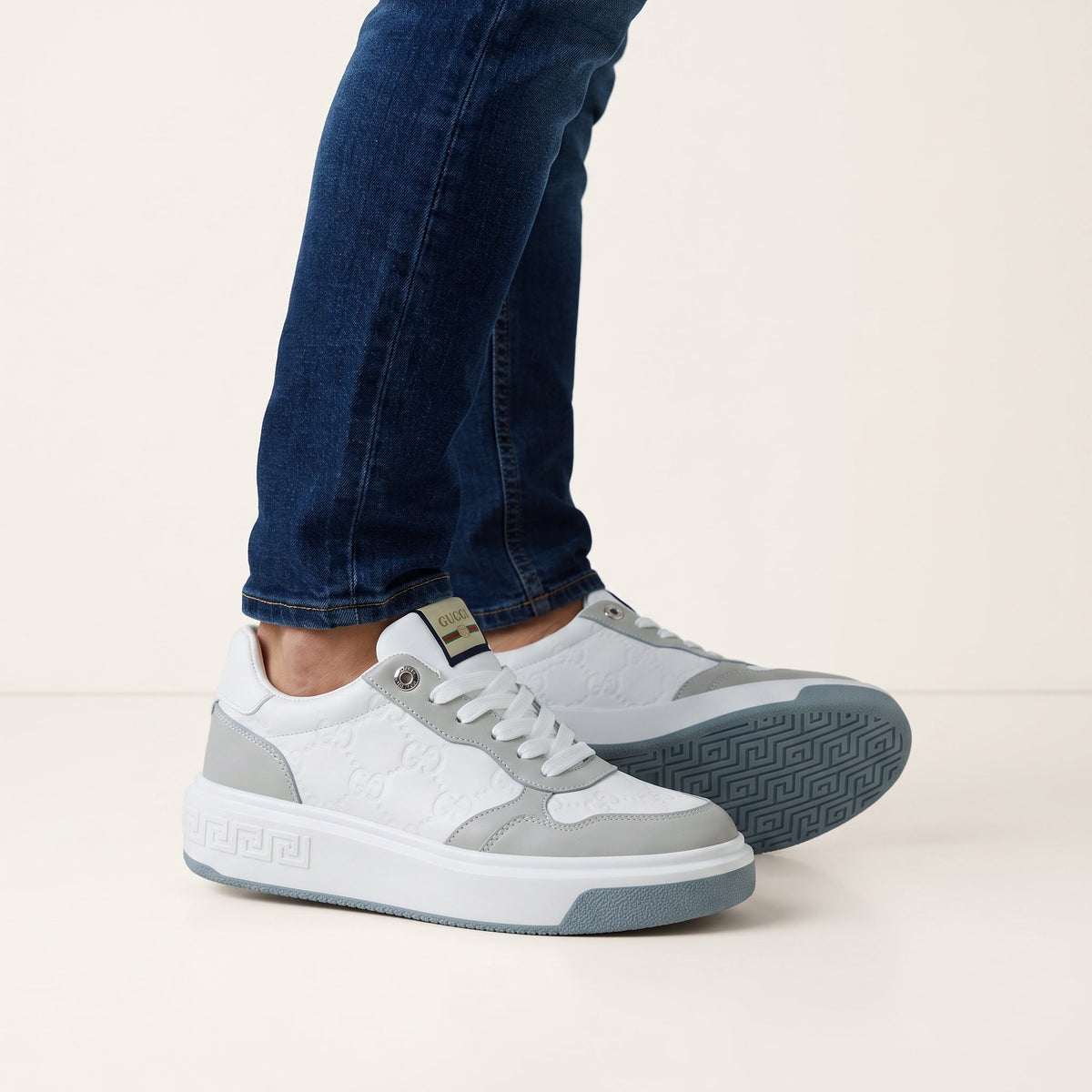 Gucci Signature Platform Low-Top β White & Grey