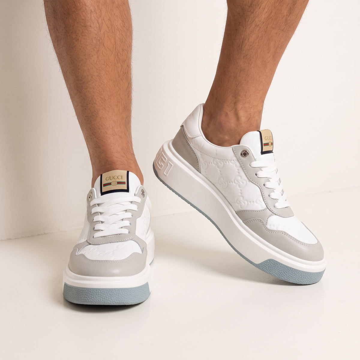 Gucci Signature Platform Low-Top β White & Grey