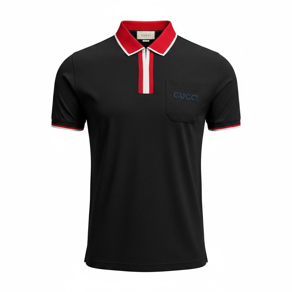 Gucci Signature Stripe Polo – Black & Red Edition 🔴🖤 | Luxury Street Style