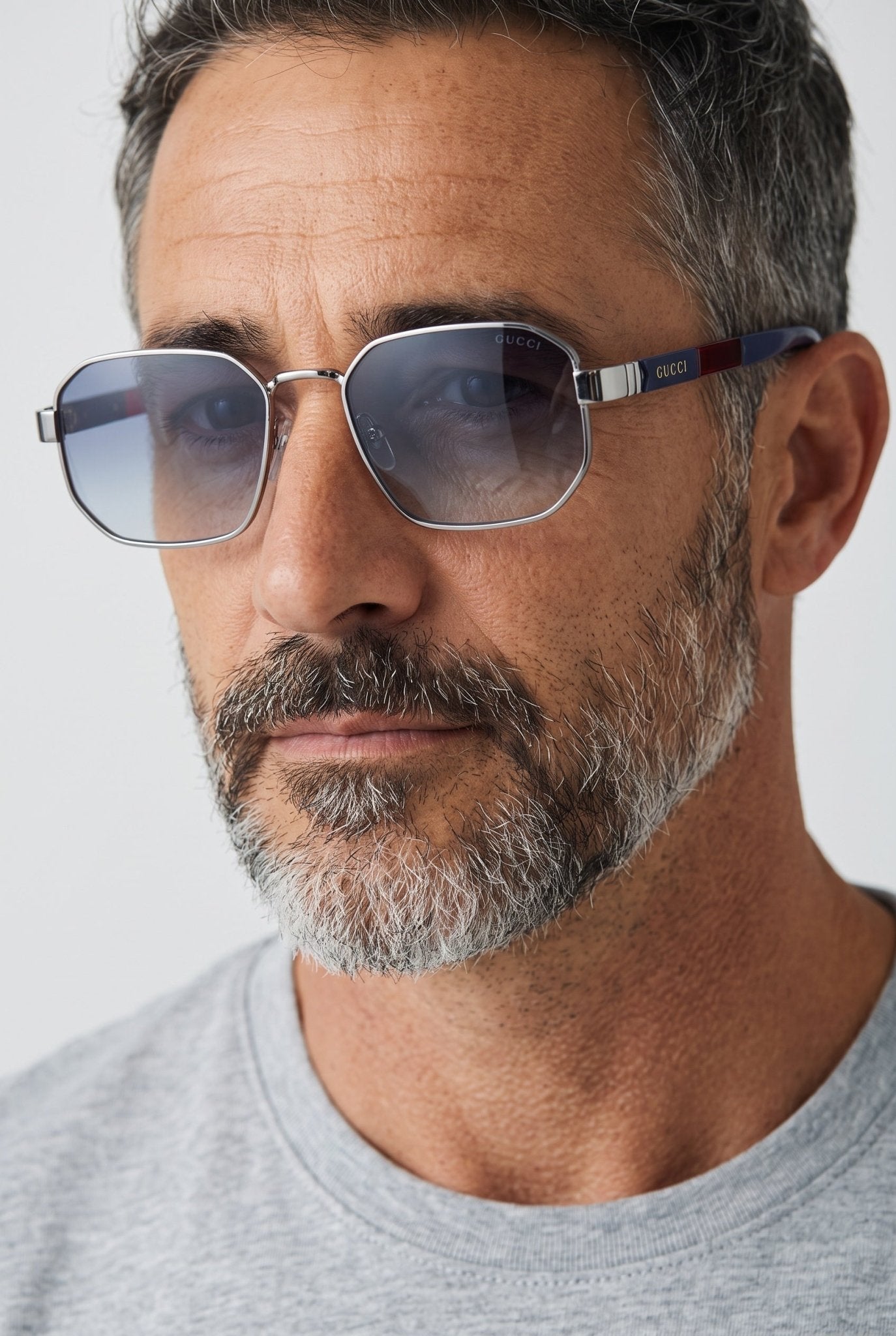 Gucci Sunglasses โ Silver Frame Blue Gradient ๐