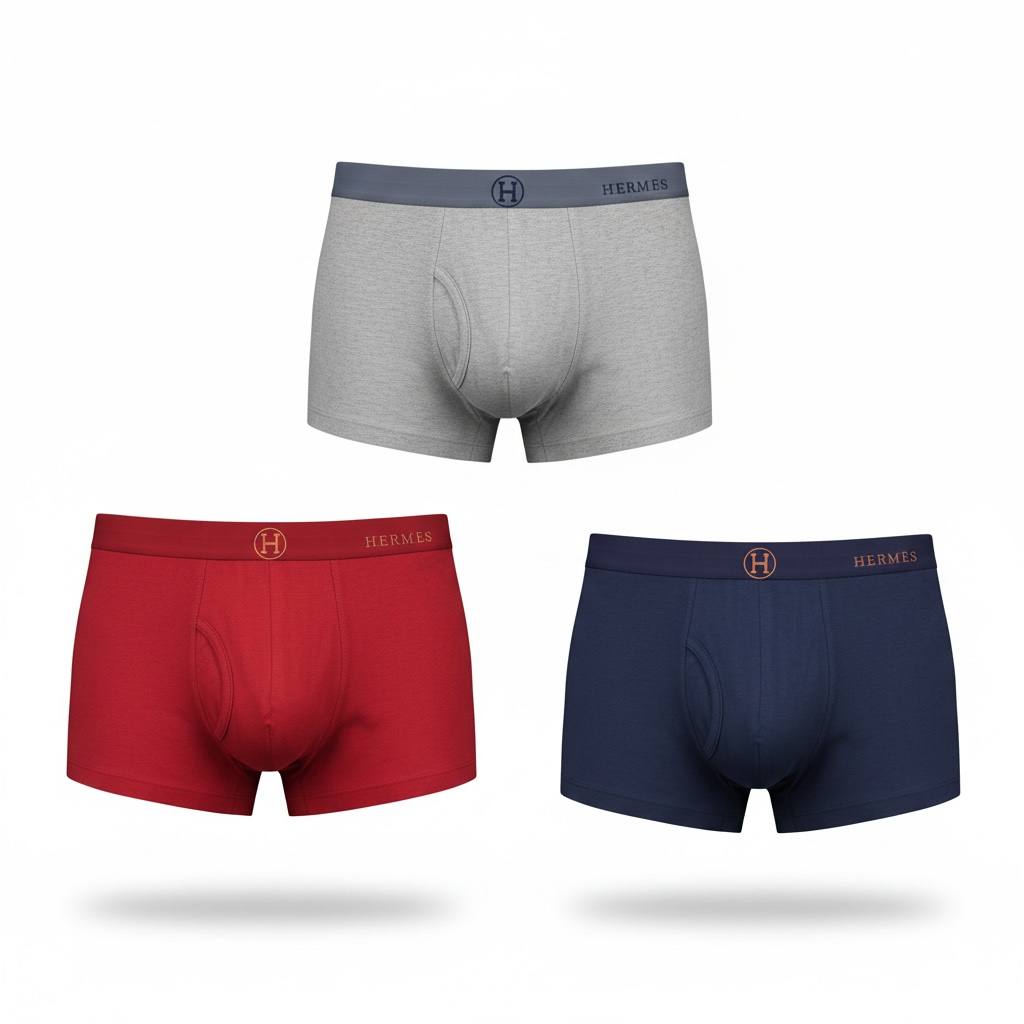 Hermès 3-Pack Premium Boxer Briefs 👑🩲 Luxury Everyday Comfort Set