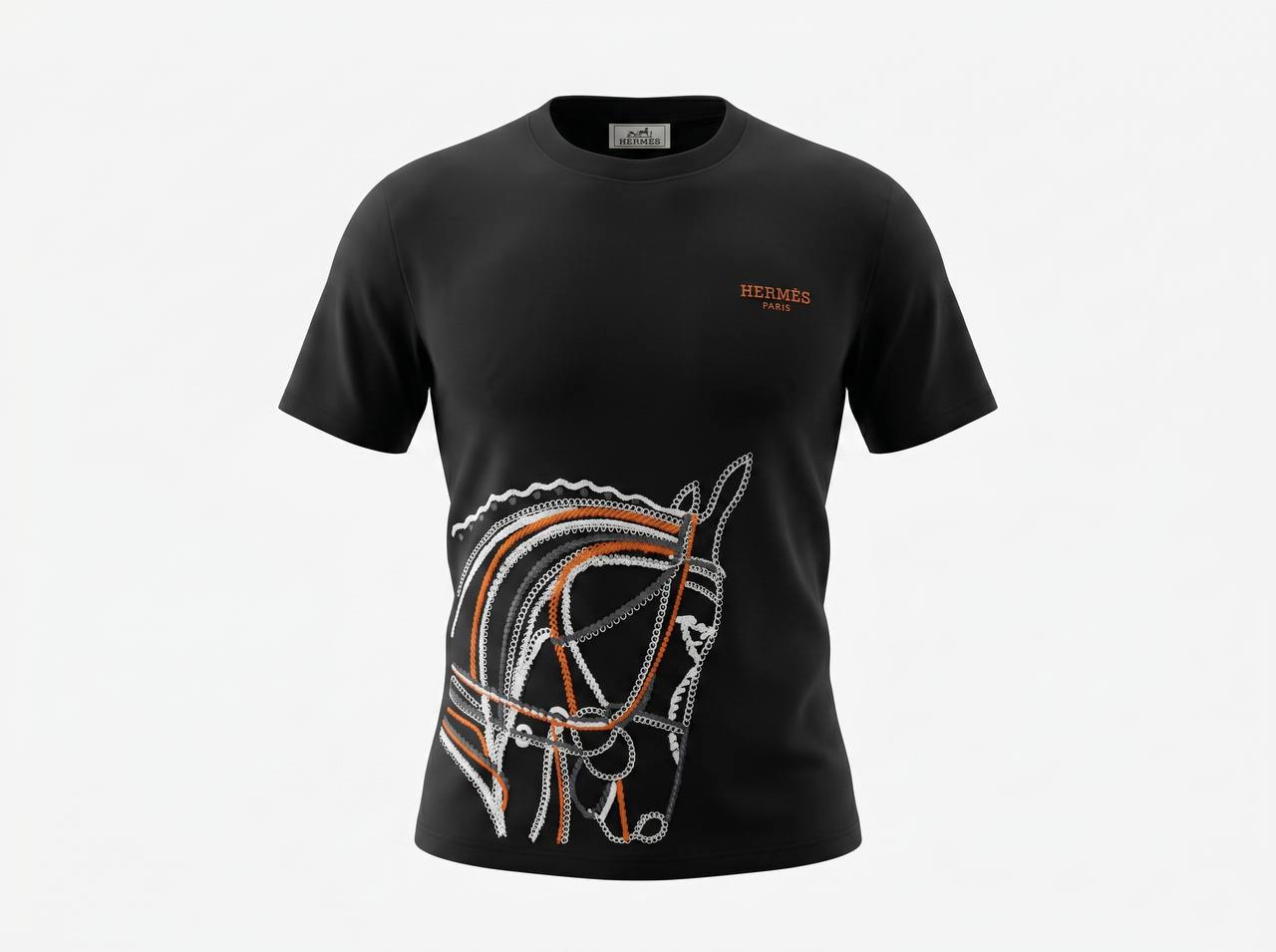 🖤 Hermès Black Horse Graphic T-Shirt – Luxury Casual Tee 🧡