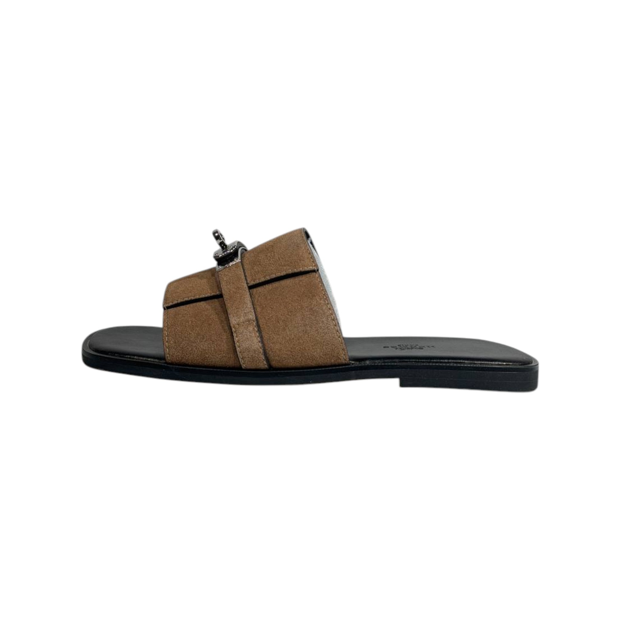 Hermès Brown Suede Slides 🤎✨ Luxury Flat Sandals for Men