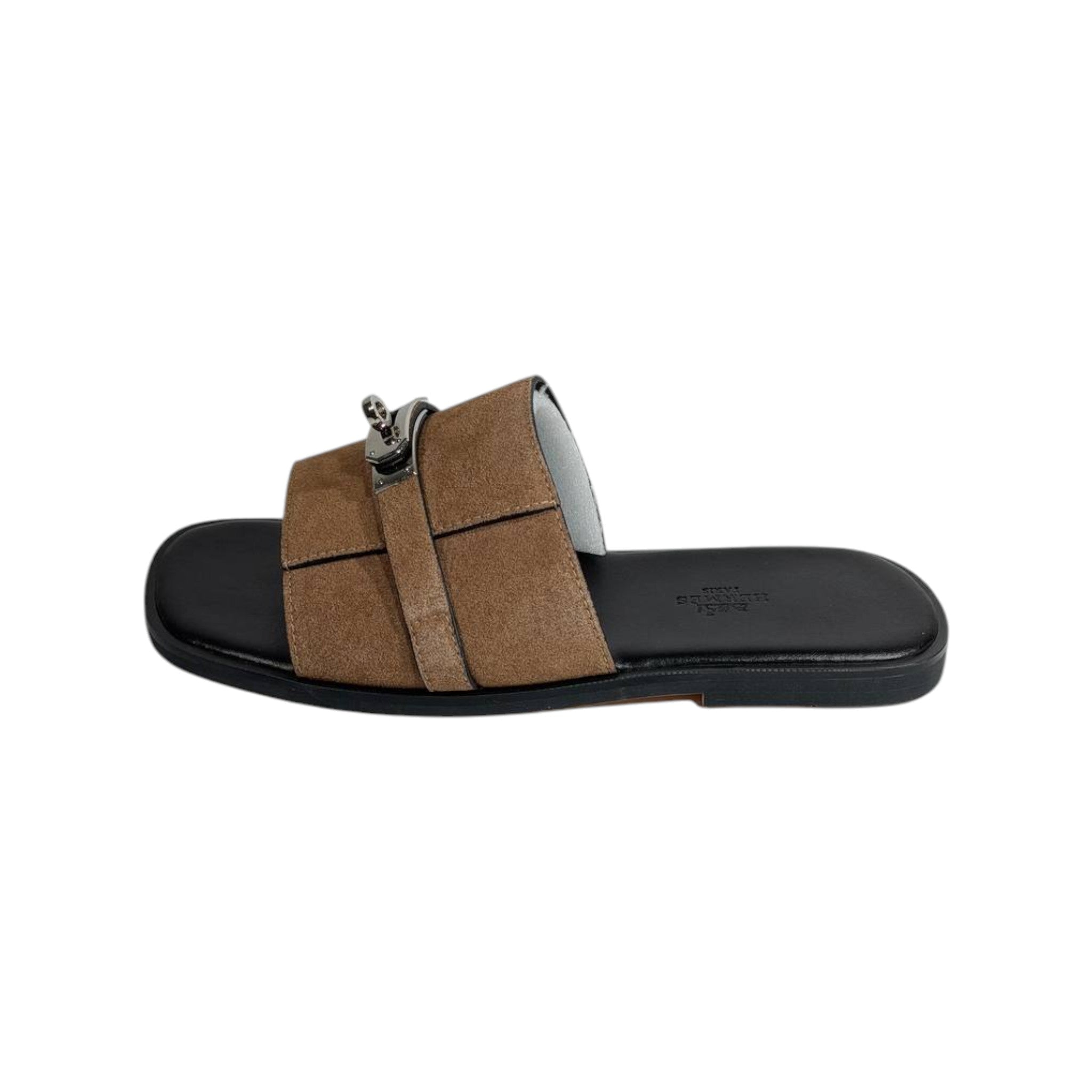 Hermès Brown Suede Slides 🤎✨ Luxury Flat Sandals for Men