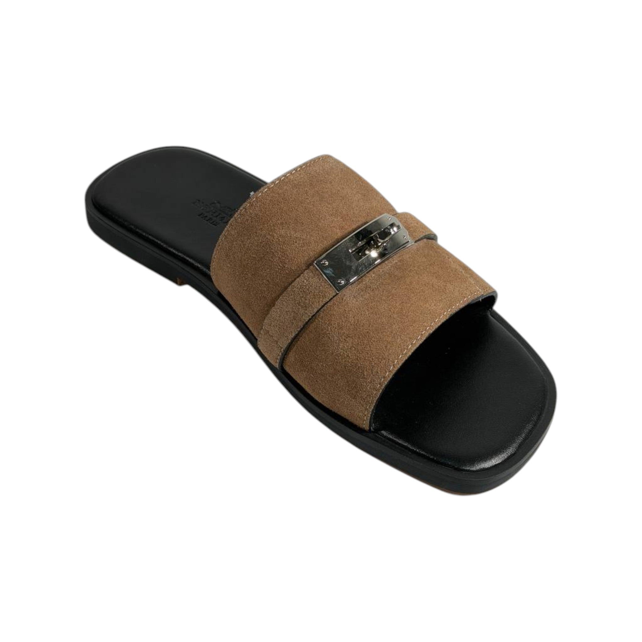 Hermès Brown Suede Slides 🤎✨ Luxury Flat Sandals for Men