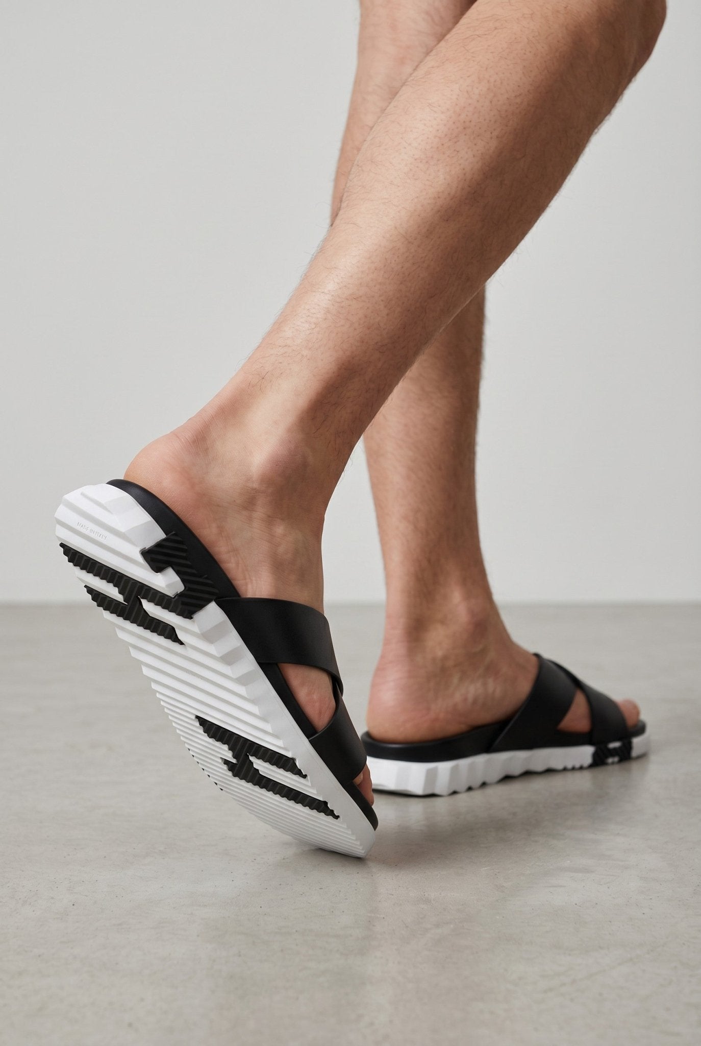 Hermès Chypre Cross Strap Slides – Black & White