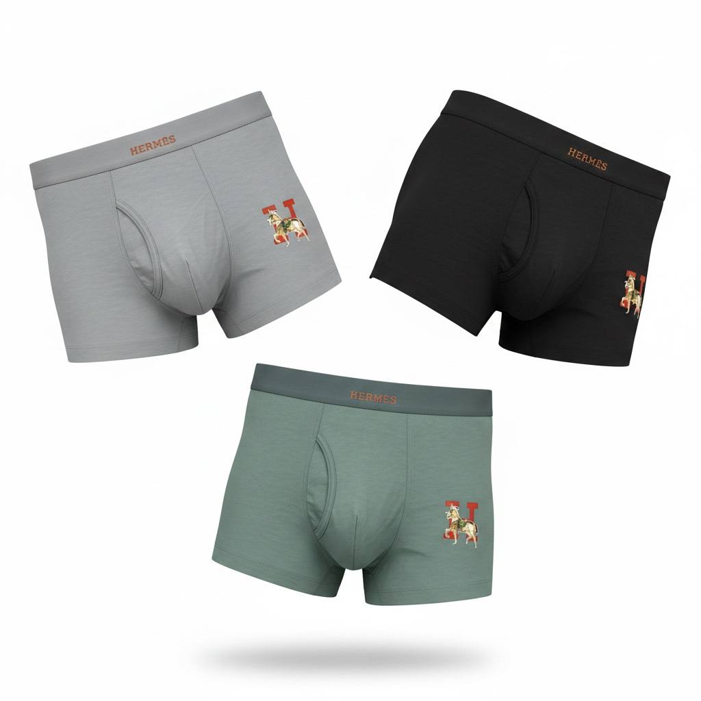 Hermès Luxury Boxer Briefs 3-Pack – Premium Comfort Collection 🩲✨
