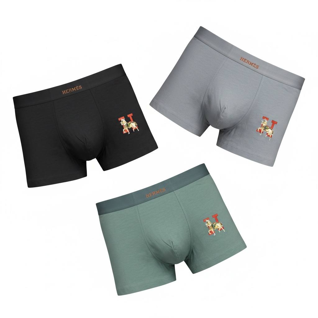 Hermès Luxury Boxer Briefs 3-Pack – Premium Comfort Collection 🩲✨