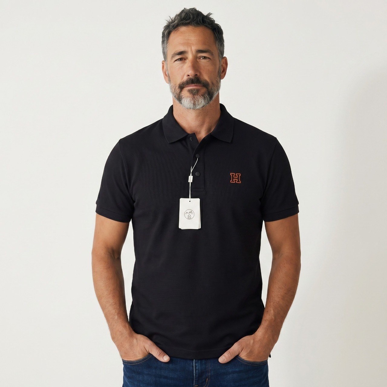 🖤 Hermès Noir Signature Polo – Luxury Essentials Collection