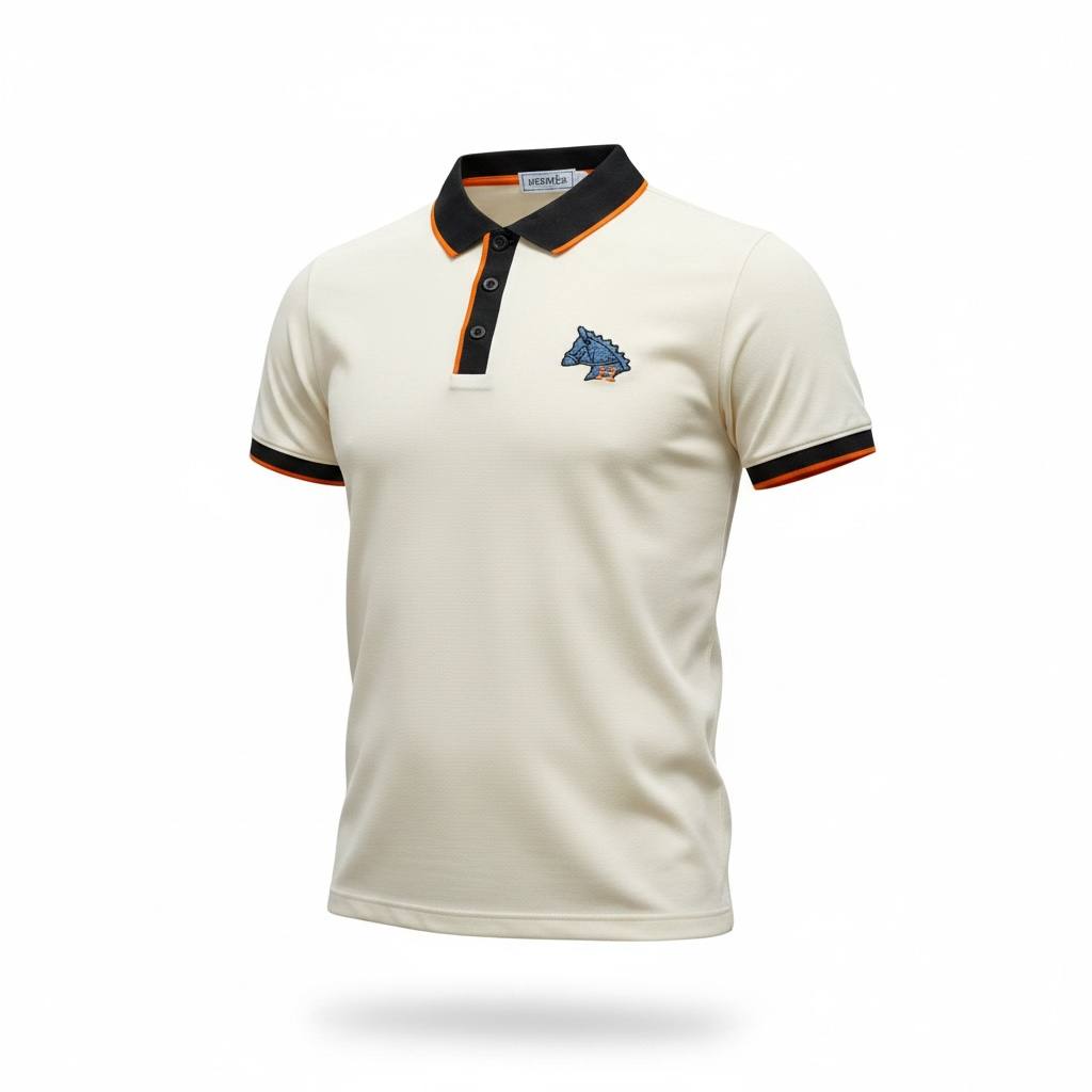 Hermes Premium Contrast Polo Shirt 🧡🤍 | Luxury Minimal Design Slim Fit Tee