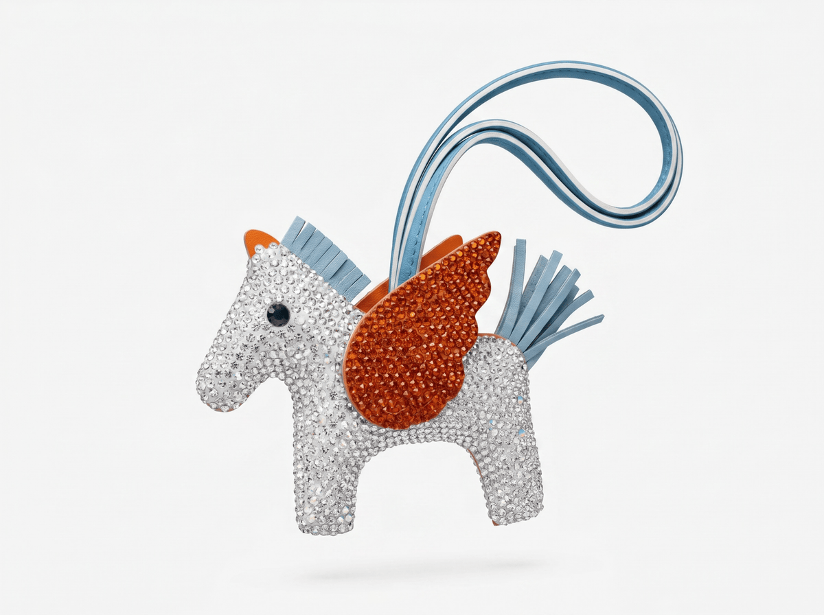 🦄 HERMÈS Rodeo Pegasus Crystal Charm – Sunset Wing Edition 🧡✨