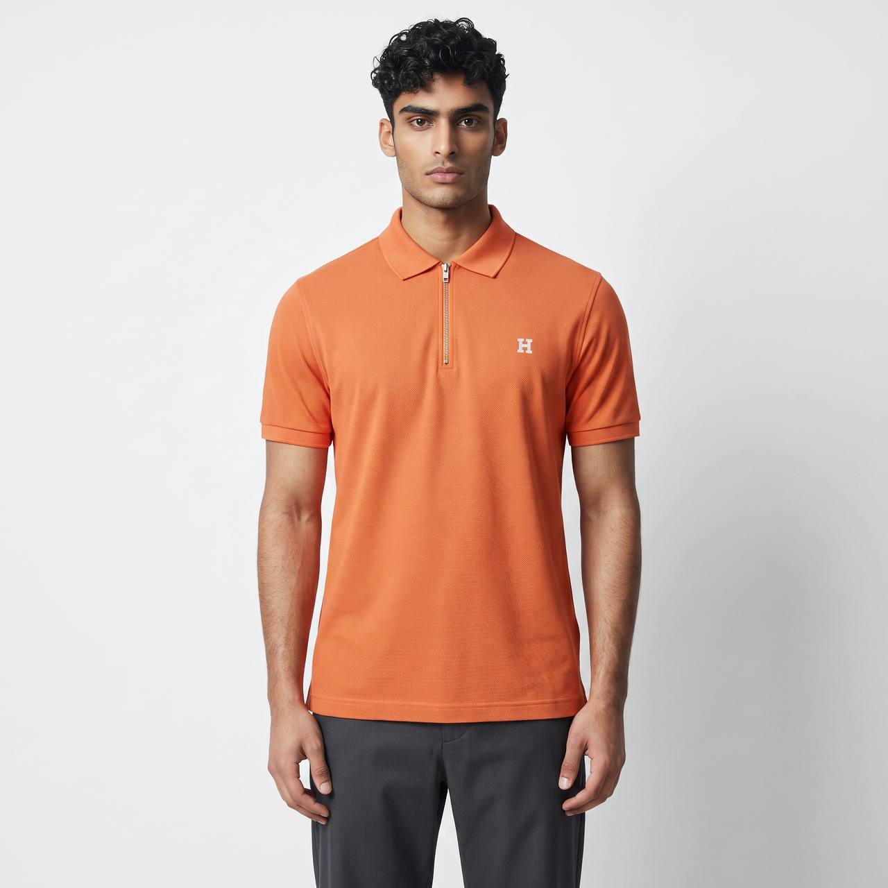 🧡 Hermes Style Orange Zip Polo – Premium Summer Statement Polo 👕✨