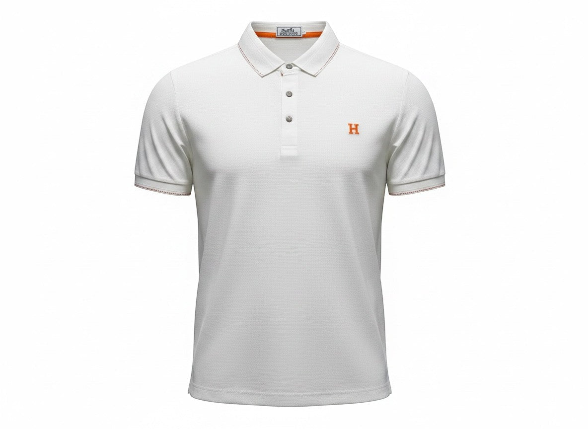 Hermès White Polo Shirt 🤍🧡 Elegant Minimal Luxury