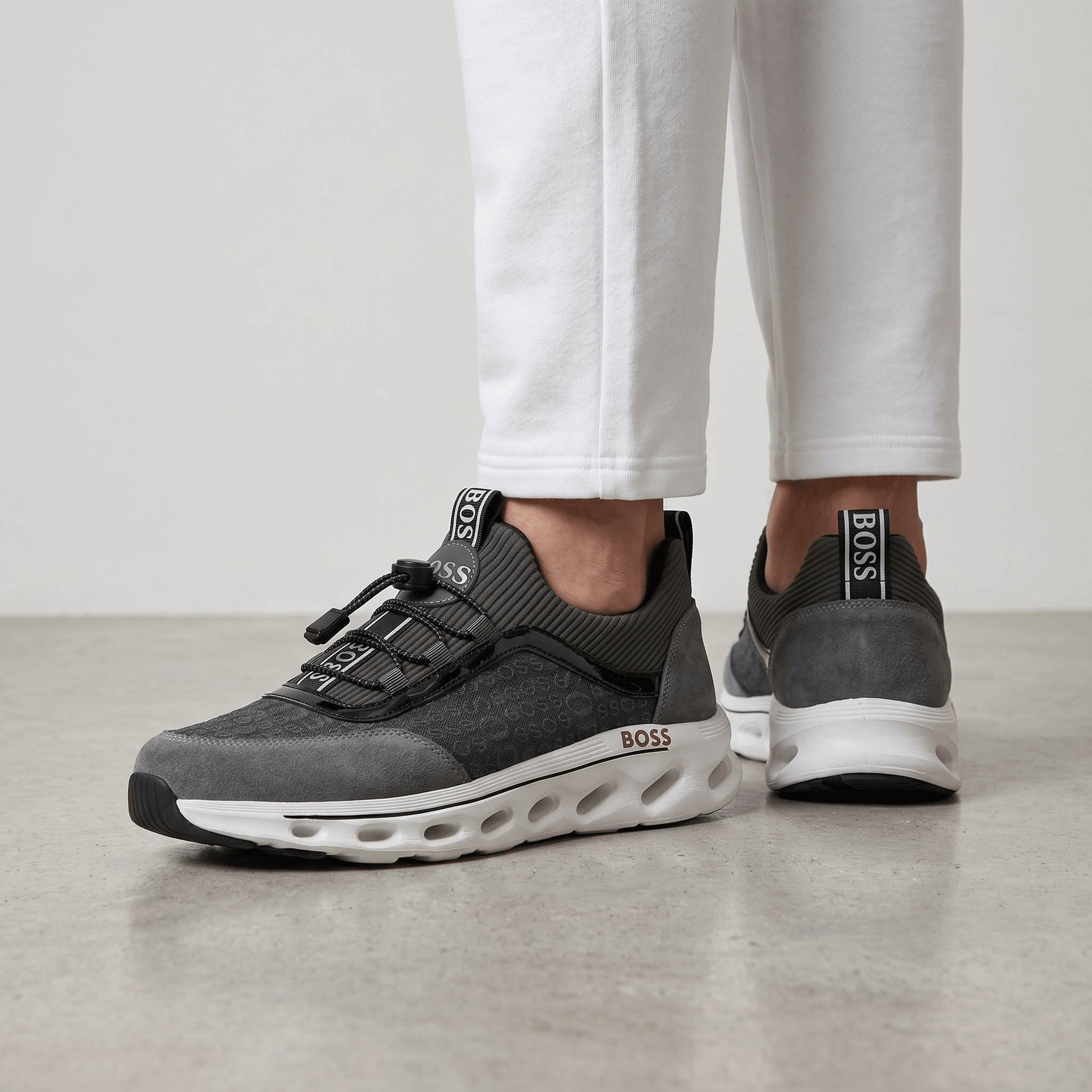 π©Άπ€ Hugo Boss Grey & Black Luxury Runner Sneakers πβ‘