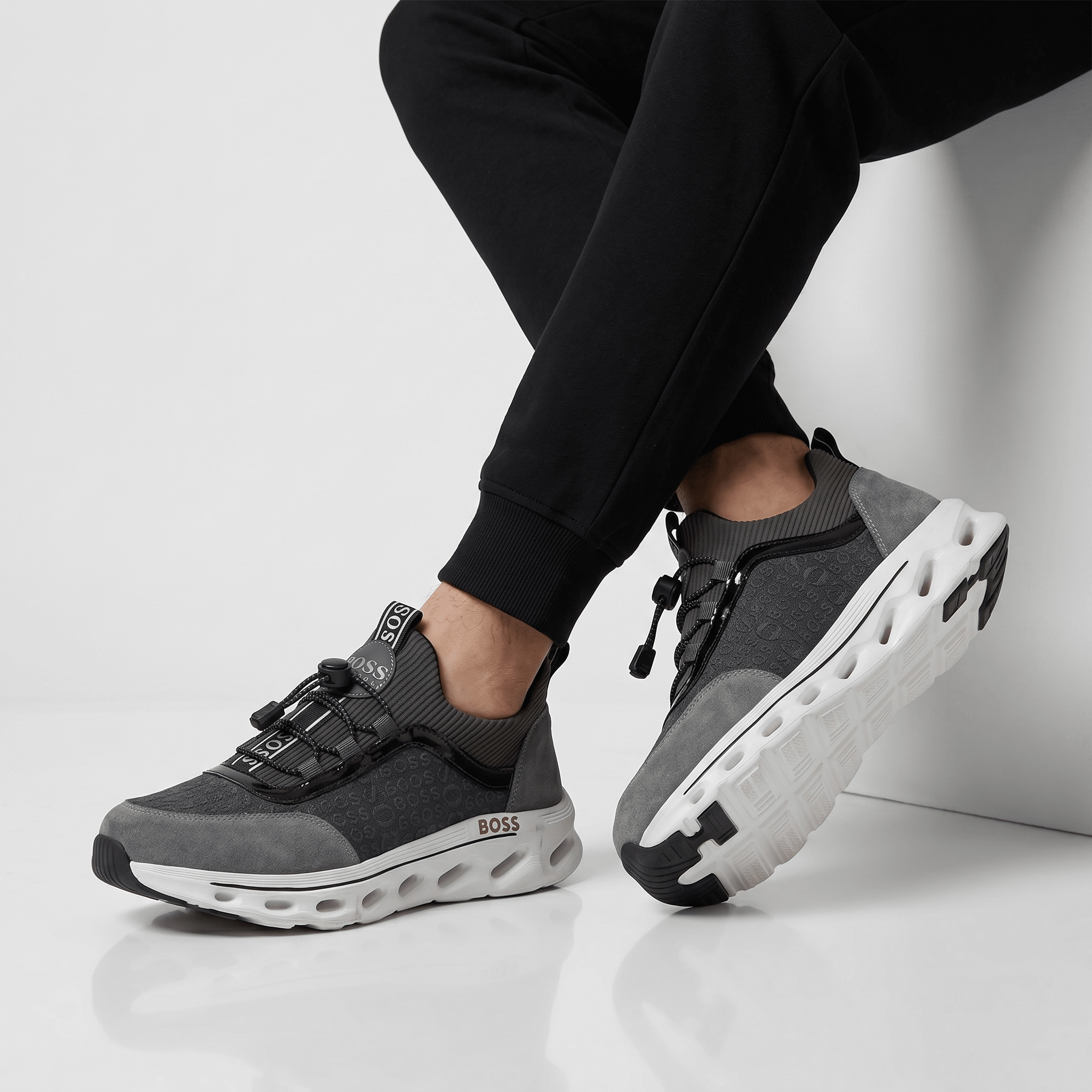 π©Άπ€ Hugo Boss Grey & Black Luxury Runner Sneakers πβ‘