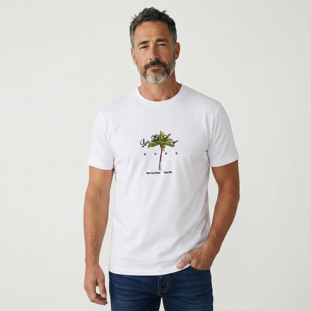 Hugo Palm Tree Graphic T-Shirt β White Summer Edition π΄βοΈ