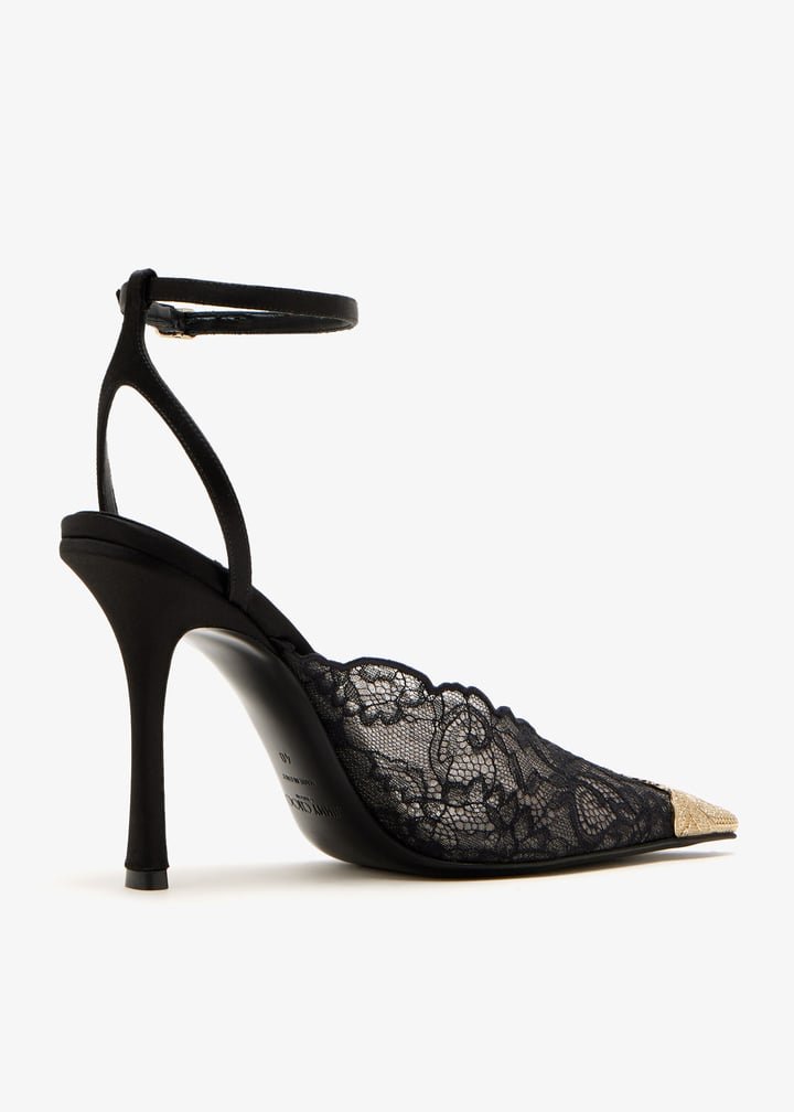 Jimmy Choo β Black Lace Slingback Pumps Gold Toe β¨9cm