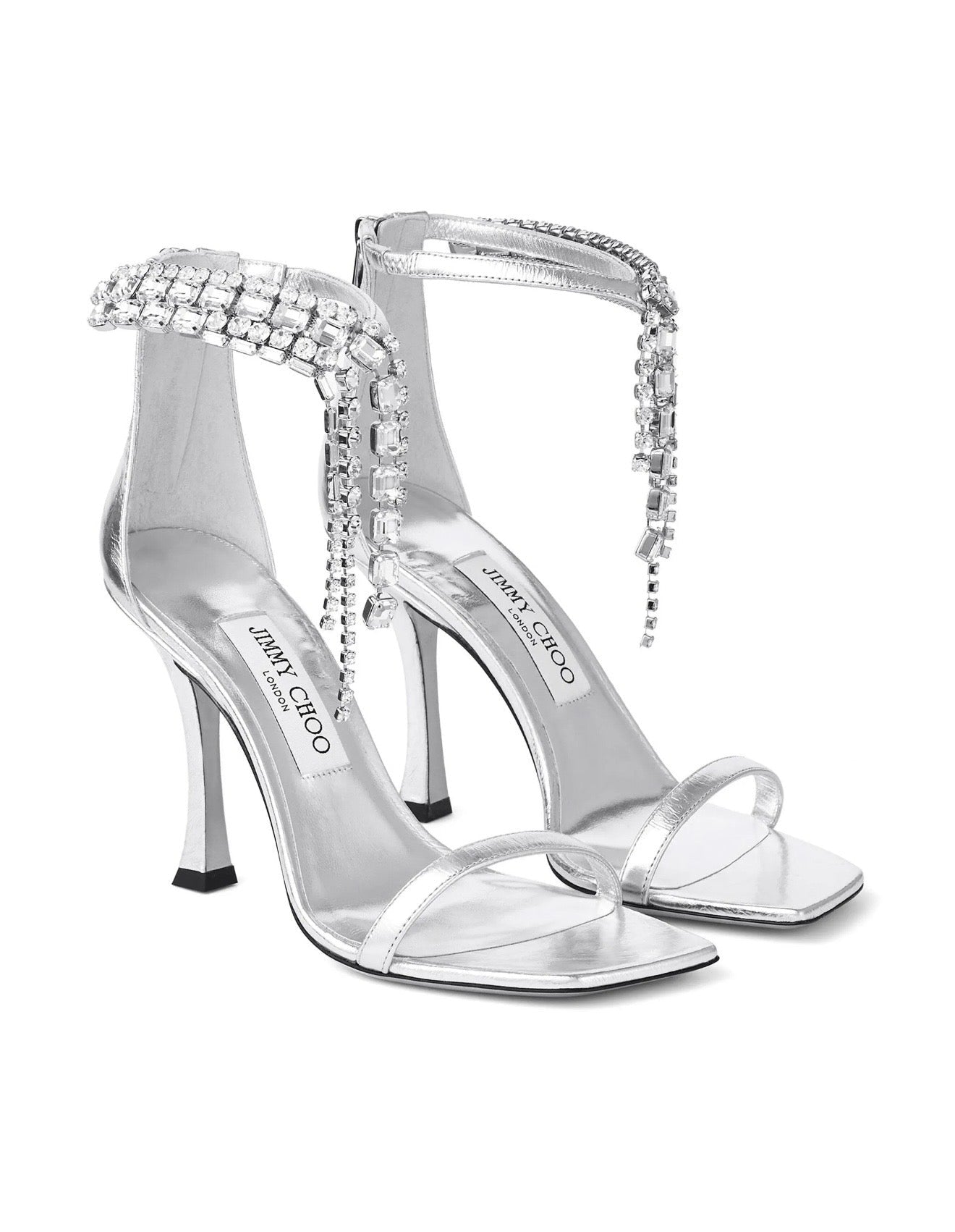 Jimmy Choo Crystal Fringe Heeled Sandals β Silver Glam Edition β¨π