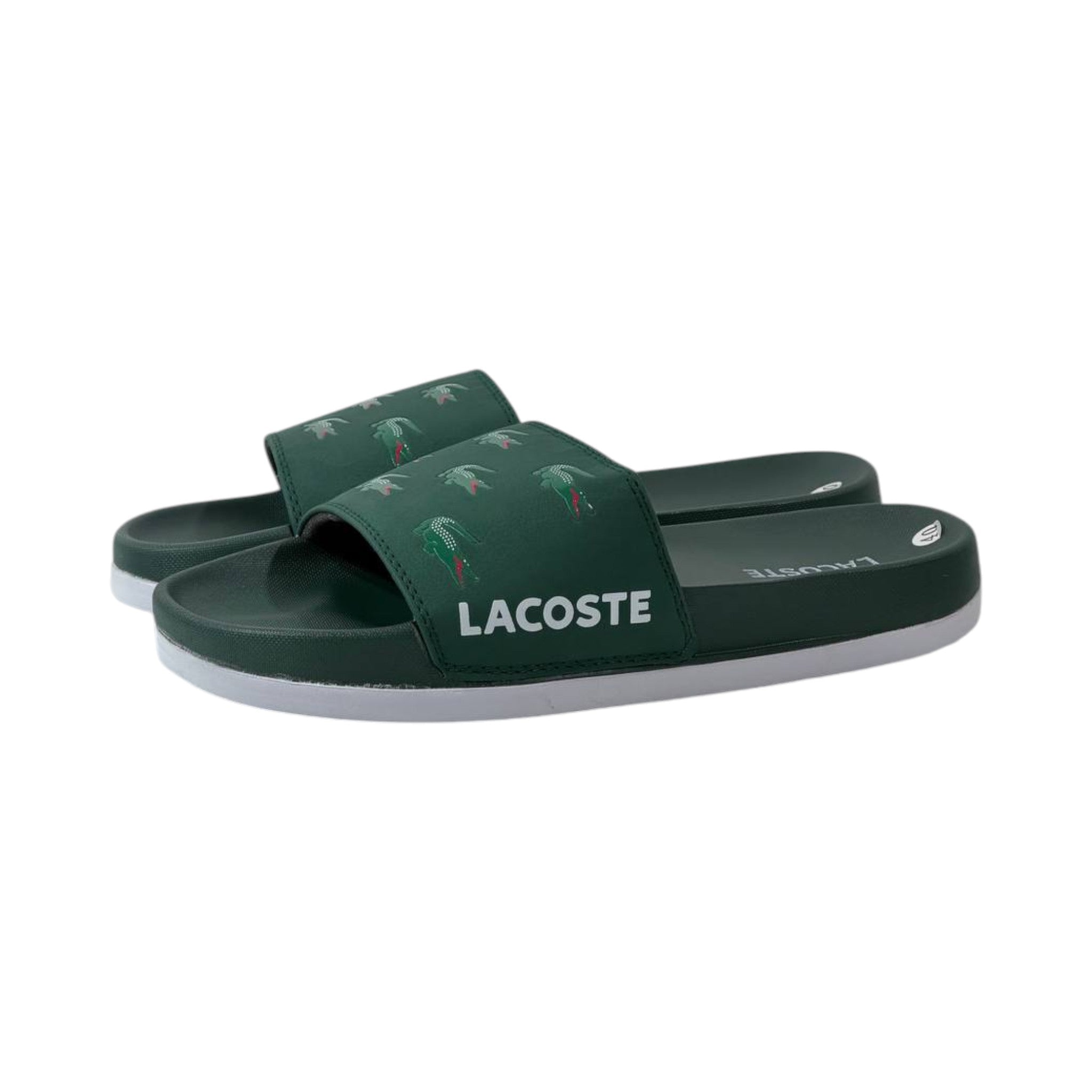 π Lacoste Crocodile Pattern Slides β Forest Green Edition πβ¨