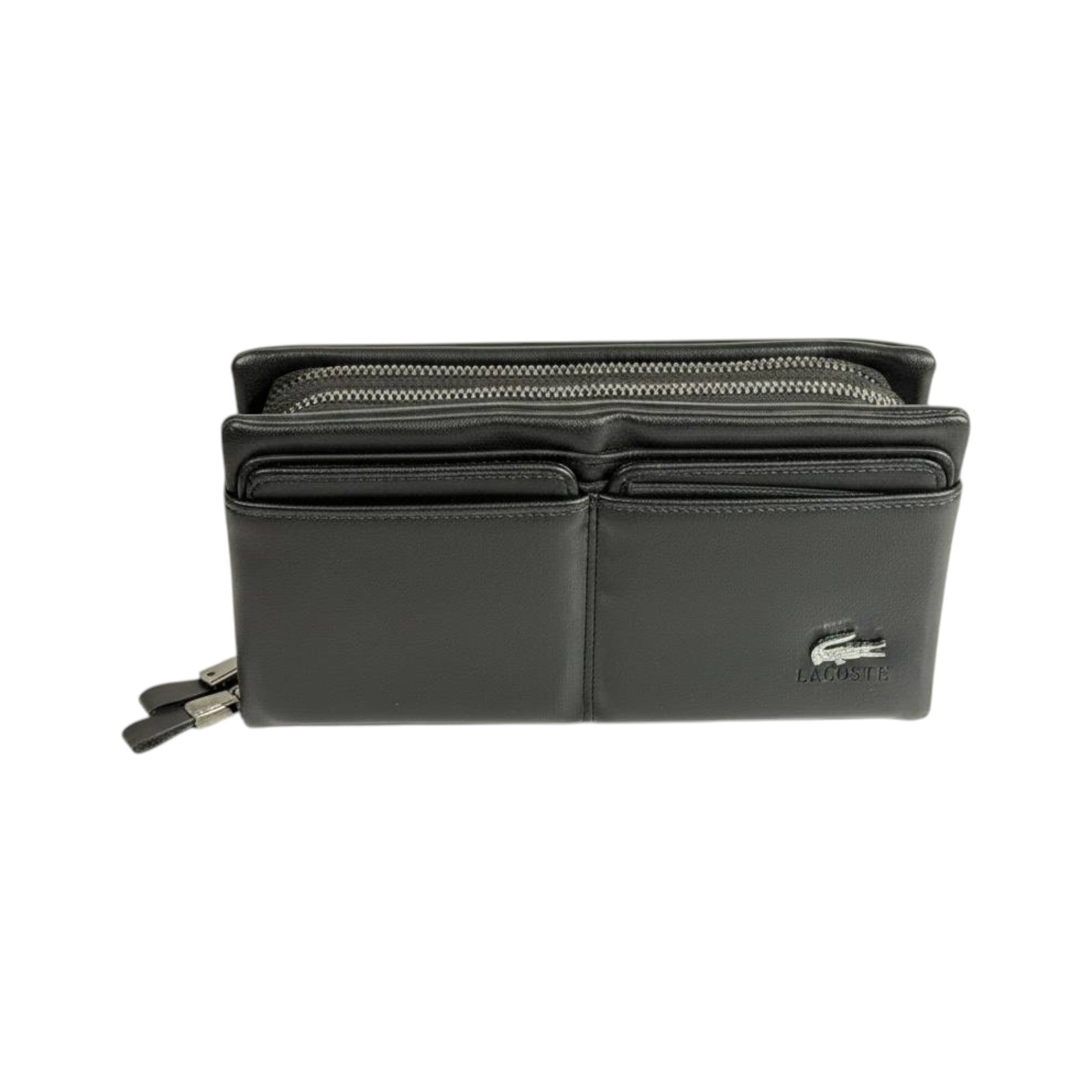 Lacoste Executive Black Leather Organizer Wallet ππ€ Premium Zip Clutch