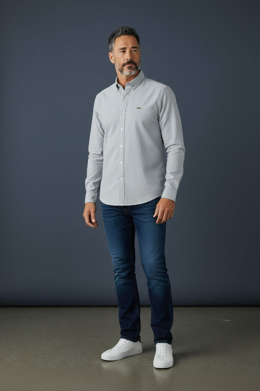 Lacoste Premium Classic Button-Down Long Sleeve Oxford Cotton Shirt for Men π€π