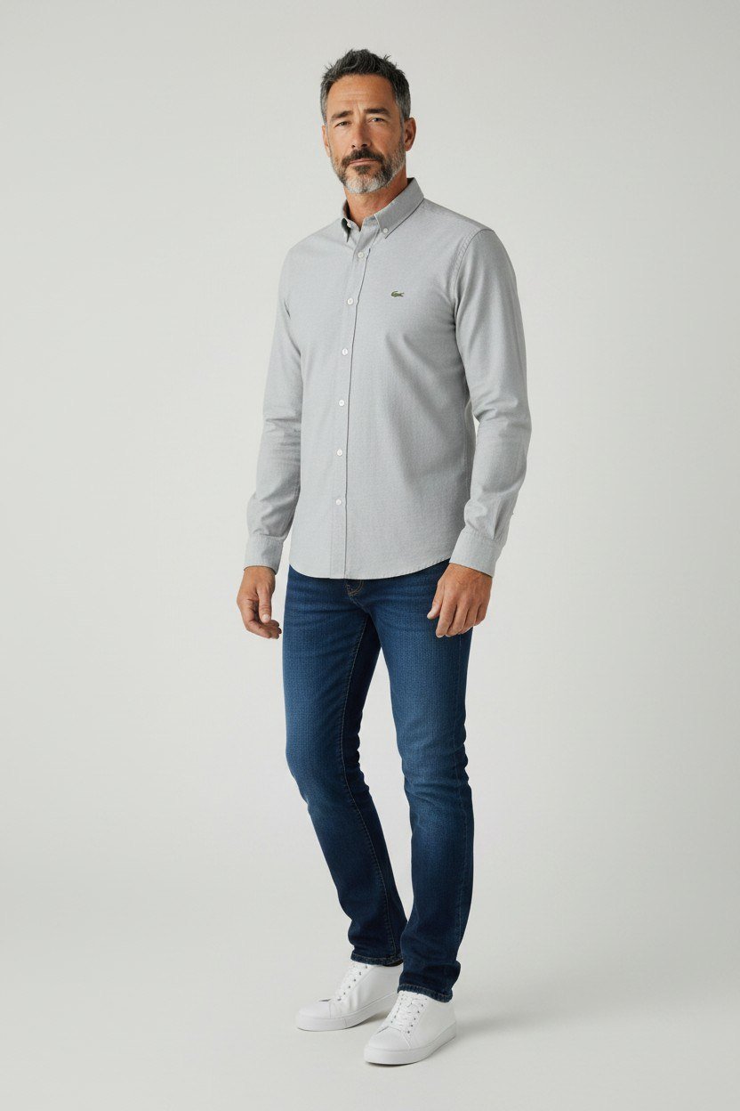 Lacoste Premium Classic Button-Down Long Sleeve Oxford Cotton Shirt for Men π€π