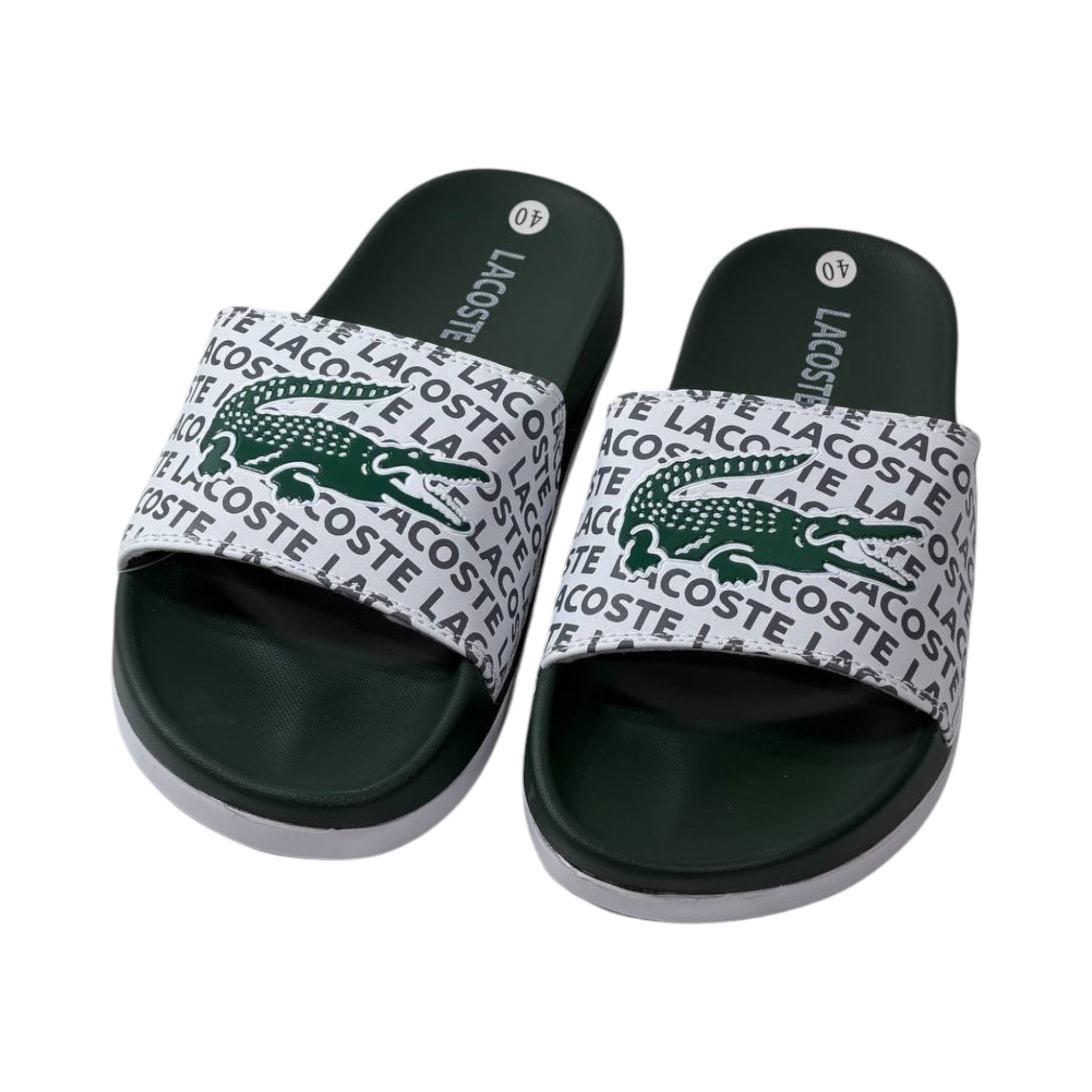 π Lacoste Signature Logo Slides β White & Green Edition ππ€β¨