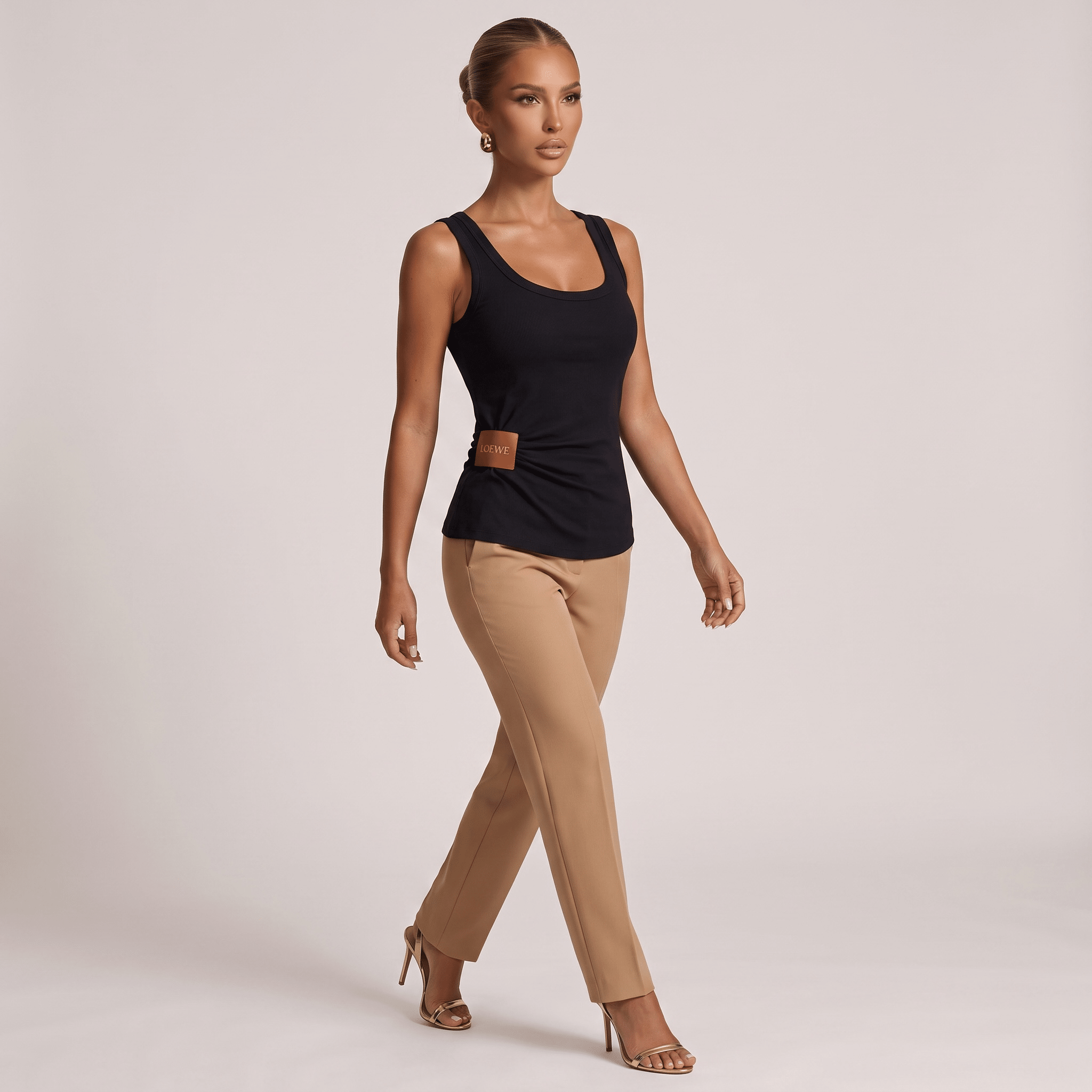 Loewe Logo Patch Ribbed Tank Top β Black β¨