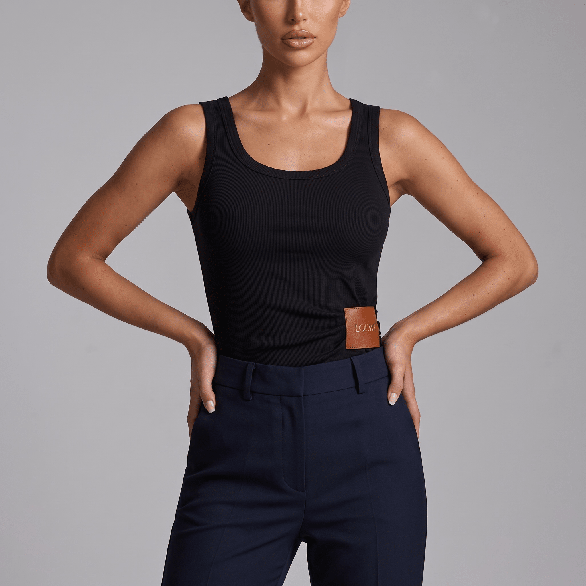 Loewe Logo Patch Ribbed Tank Top β Black β¨