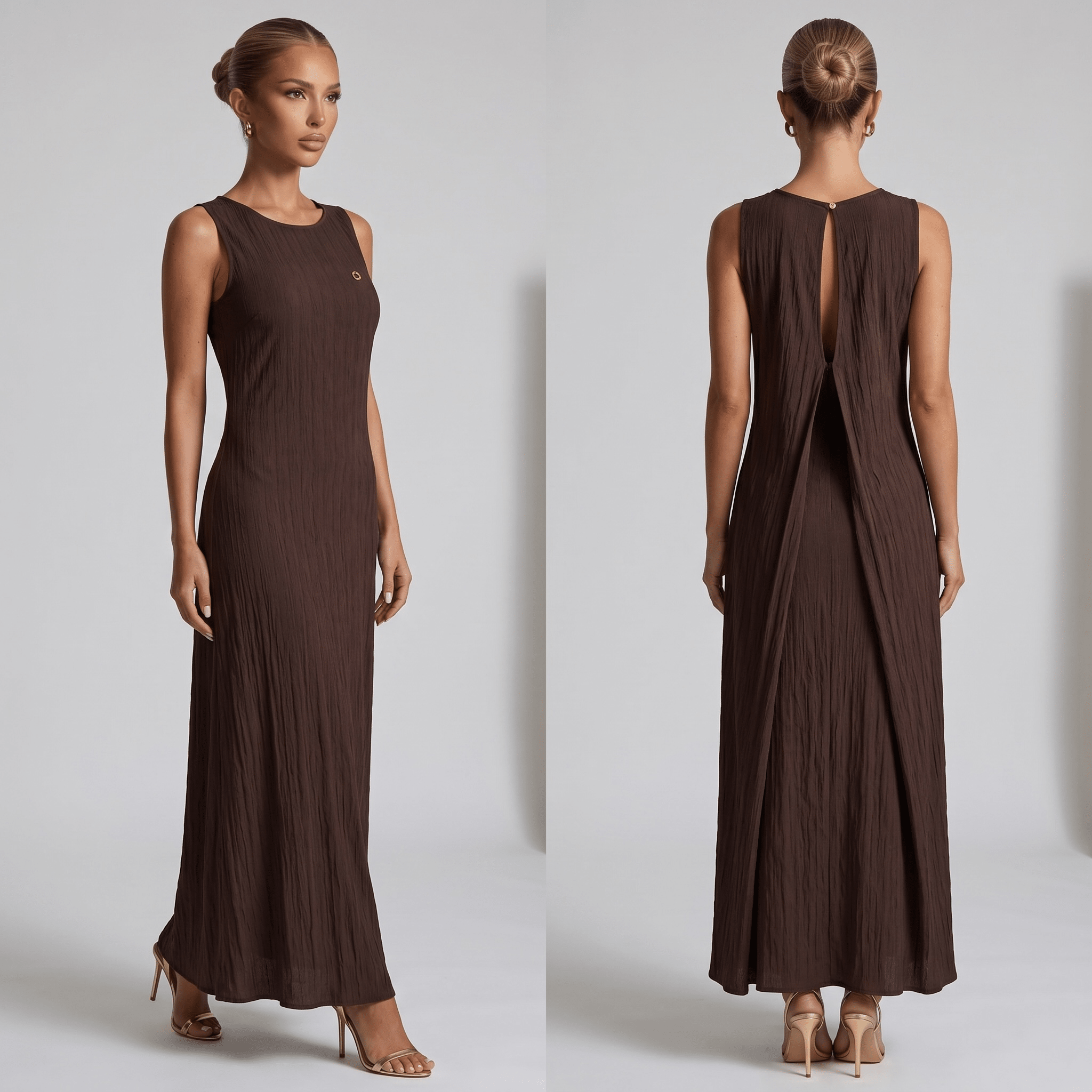 🤎 Loro Piana Chocolate Brown Sleeveless Maxi Dress ✨ one size