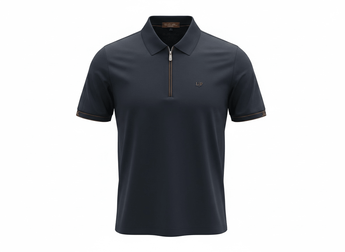 Loro Piana Navy Zip Polo Shirt 🔵✨ Luxury Half-Zip Signature Fit