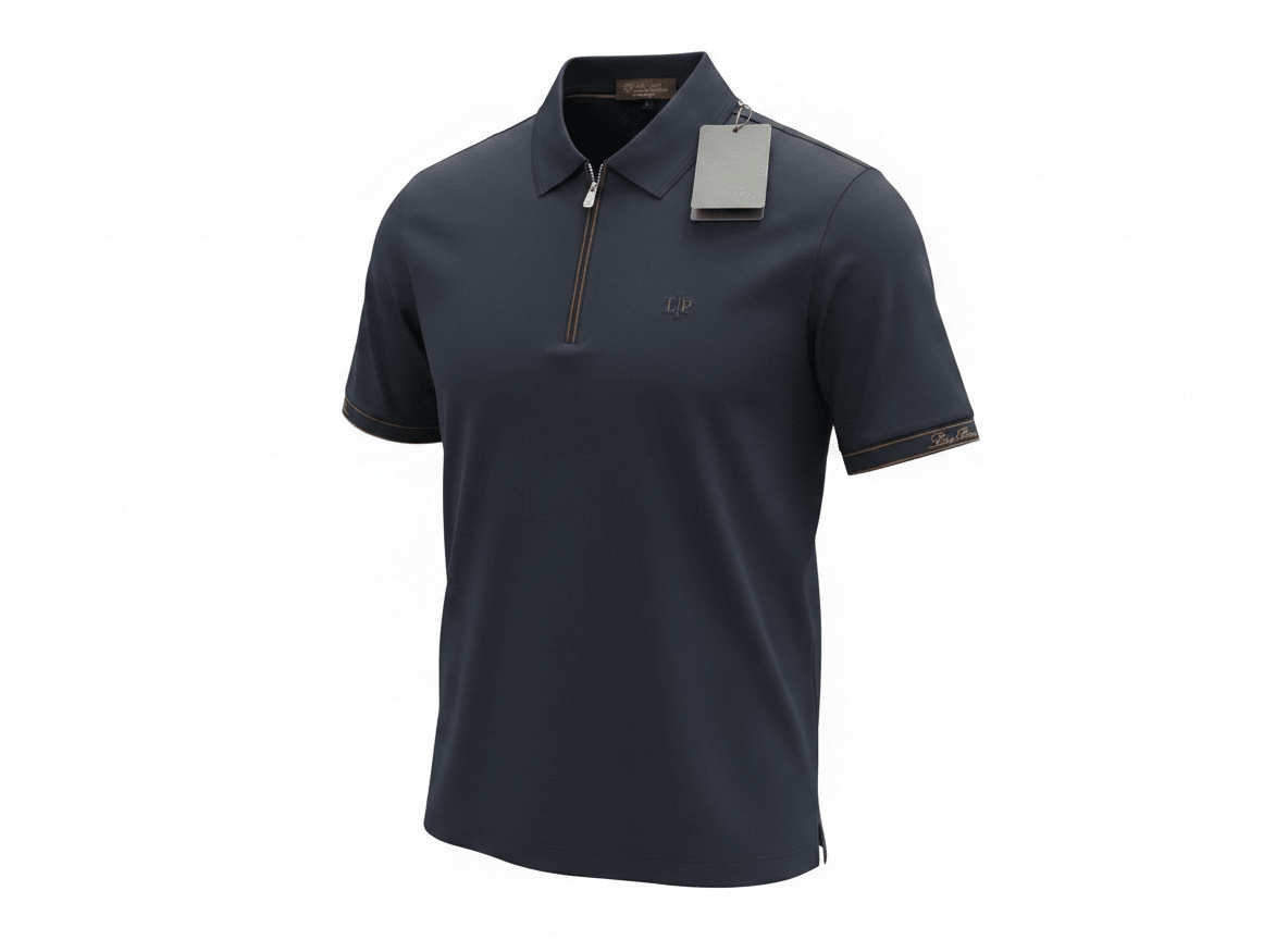 Loro Piana Navy Zip Polo Shirt 🔵✨ Luxury Half-Zip Signature Fit