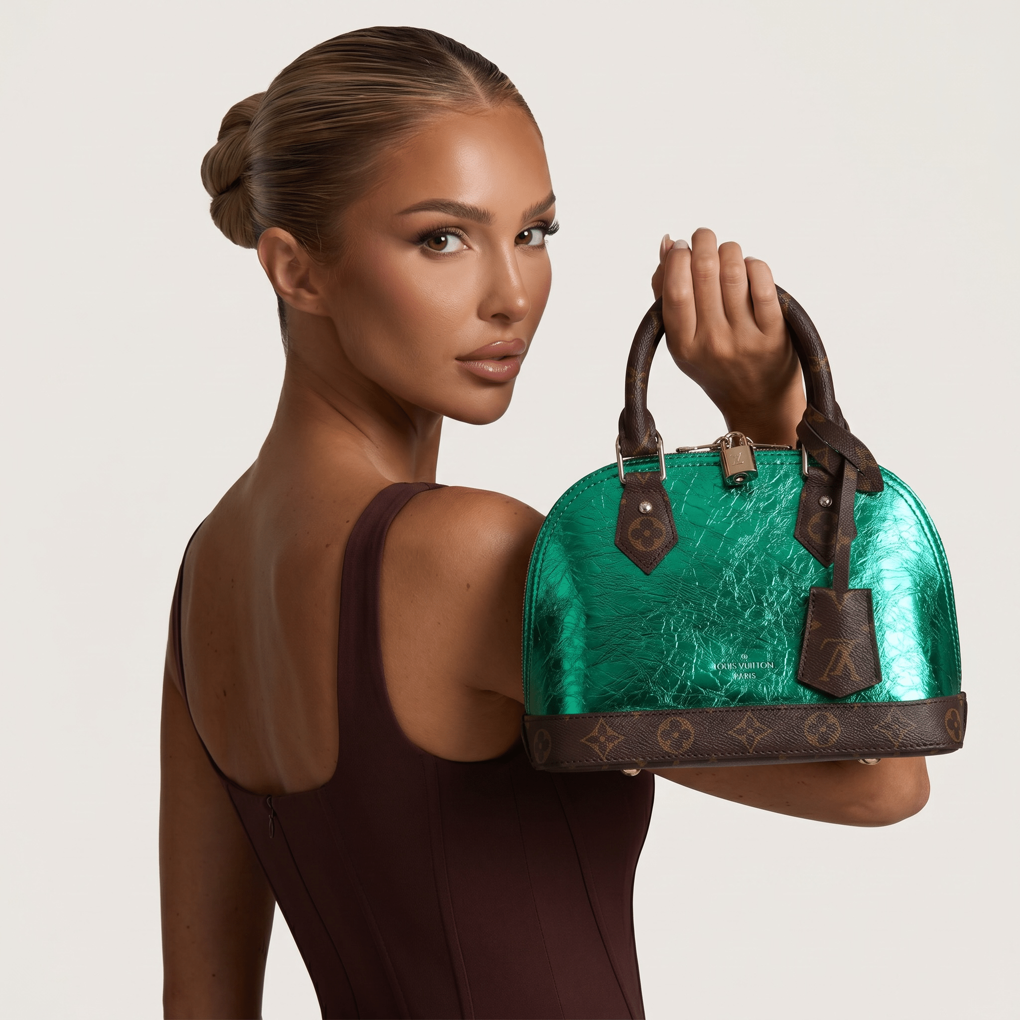 Louis Vuitton Alma BB Emerald Patent Handbag πβ¨
