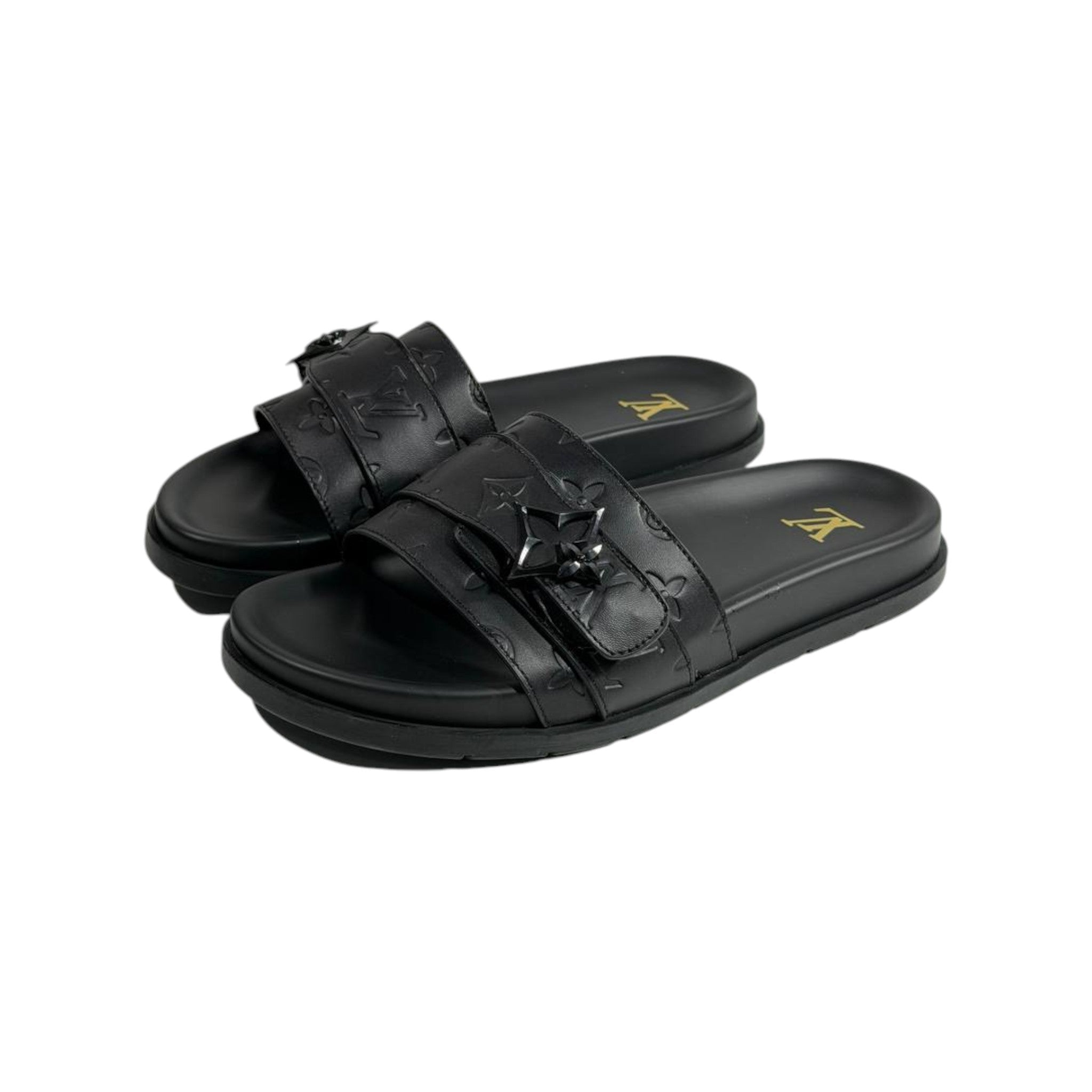 Louis Vuitton Black Monogram Slides 🖤✨ Luxury Comfort Sandals for Men