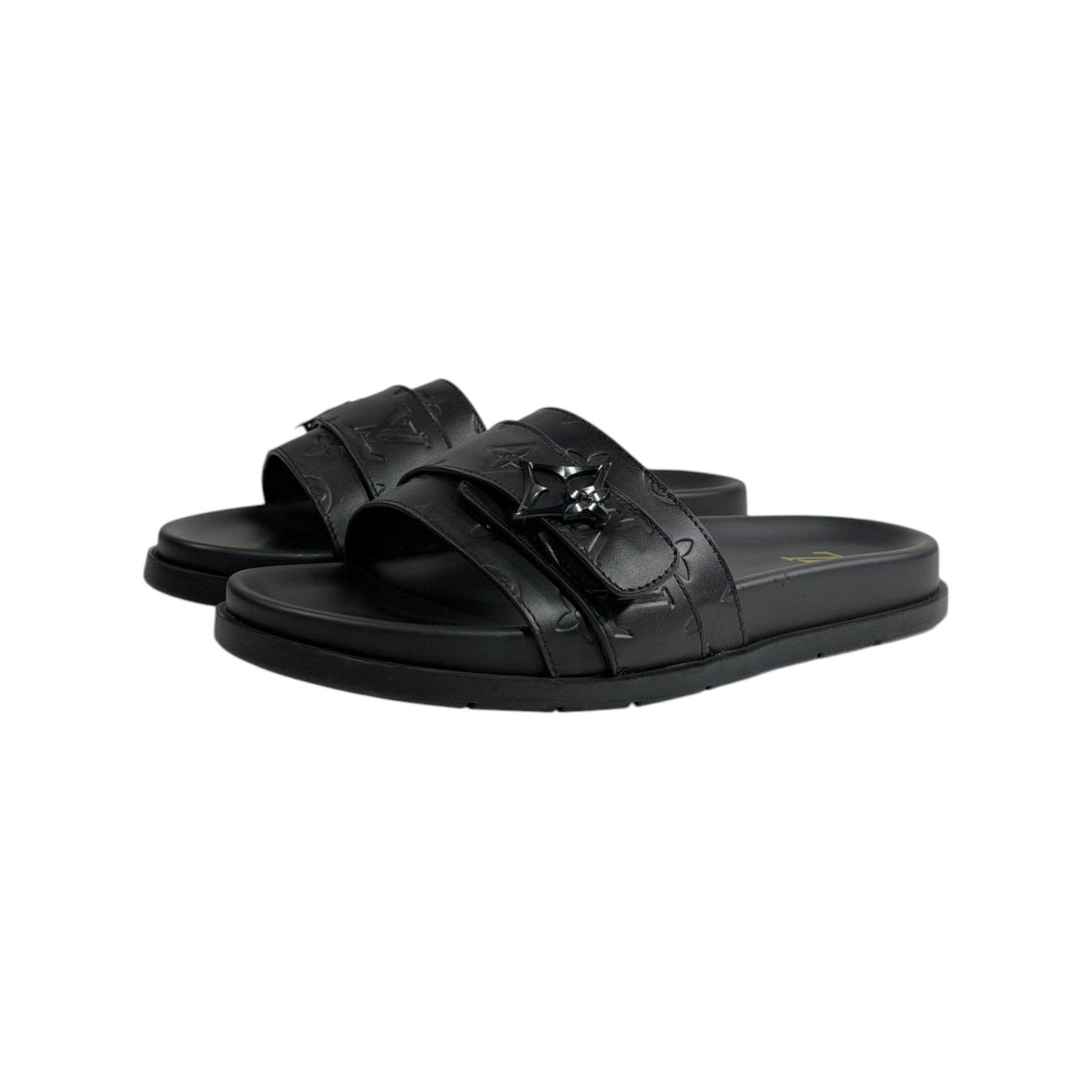 Louis Vuitton Black Monogram Slides 🖤✨ Luxury Comfort Sandals for Men