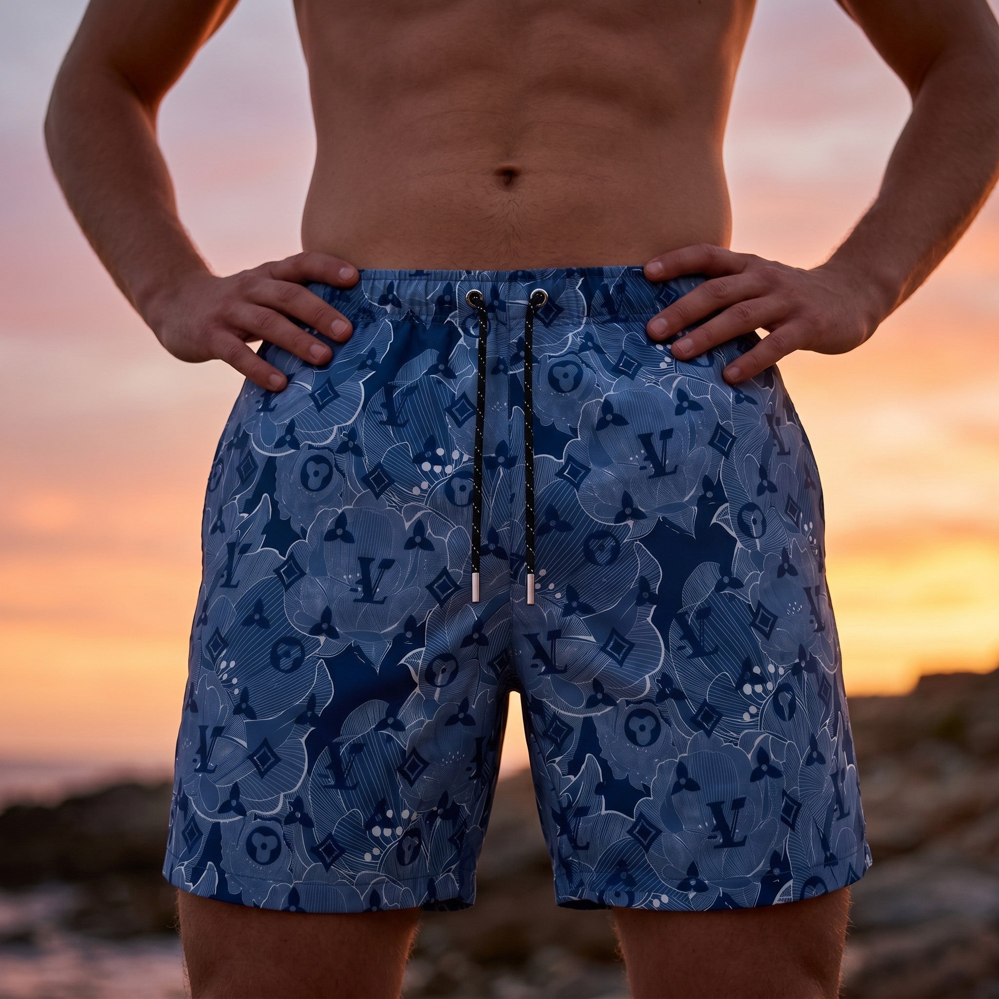 Louis Vuitton Blue Monogram Floral Swim Shorts πππΊ