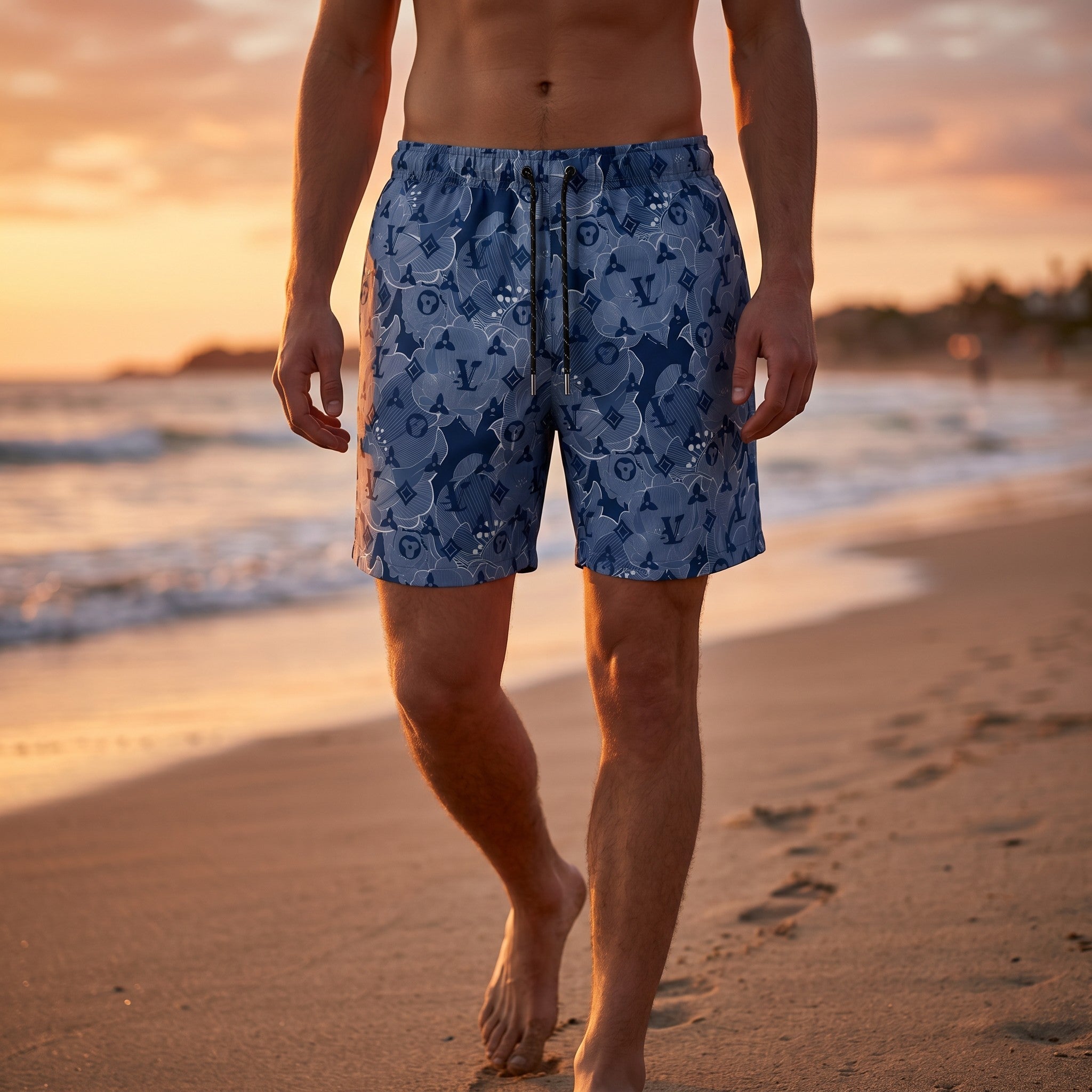 Louis Vuitton Blue Monogram Floral Swim Shorts πππΊ