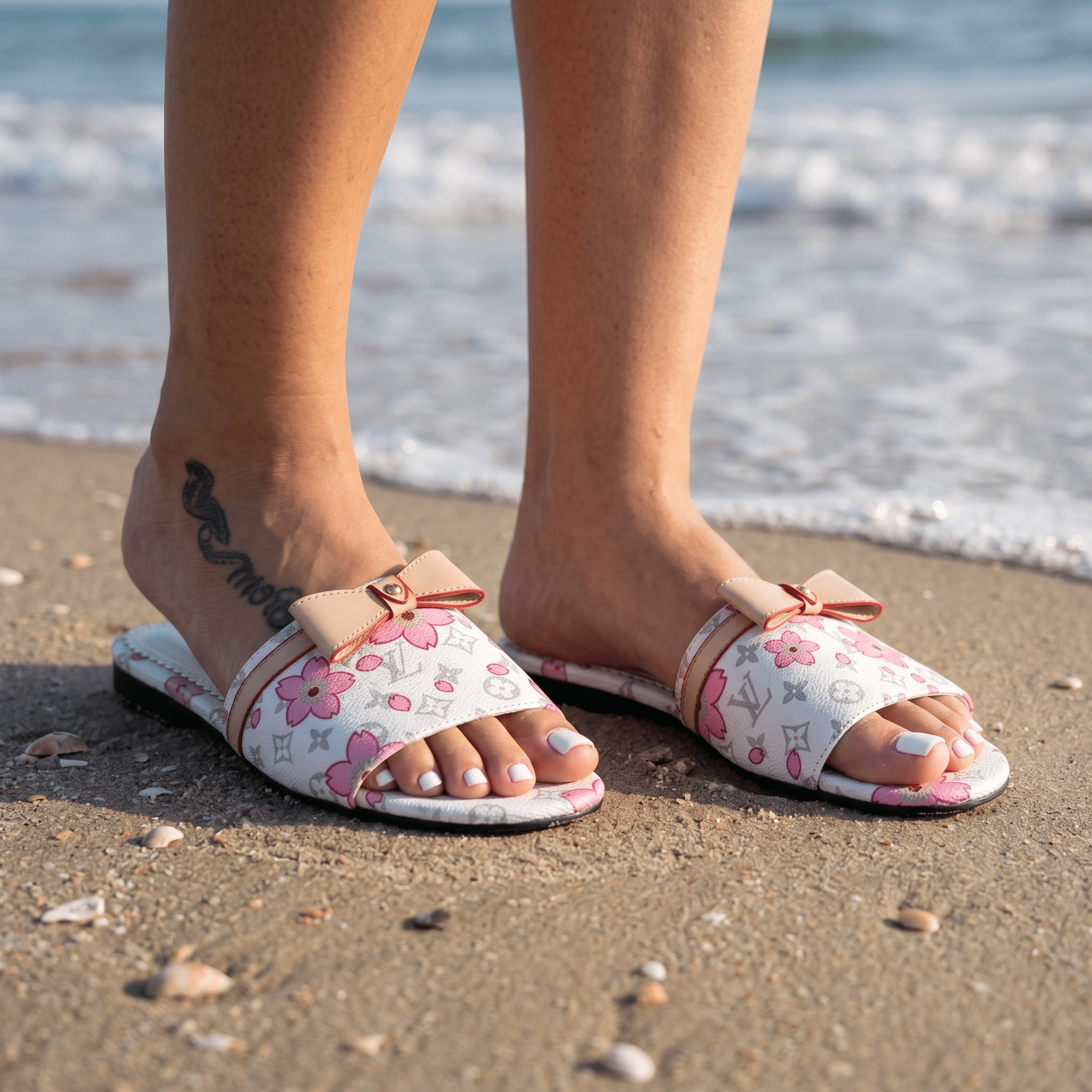 Louis Vuitton Cherry Blossom Slides β White Monogram Edition πΈπ€