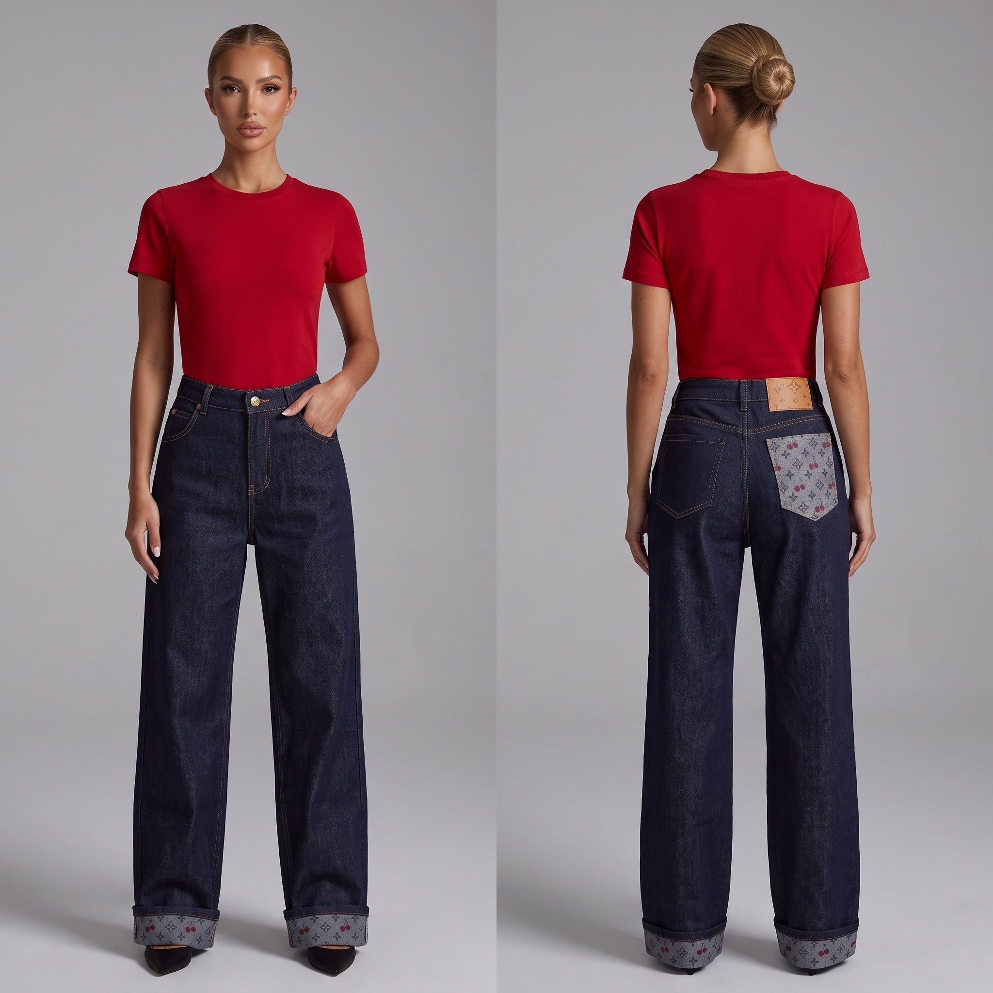 Louis Vuitton Cherry Monogram High-Waist Denim Jeans 🍒✨