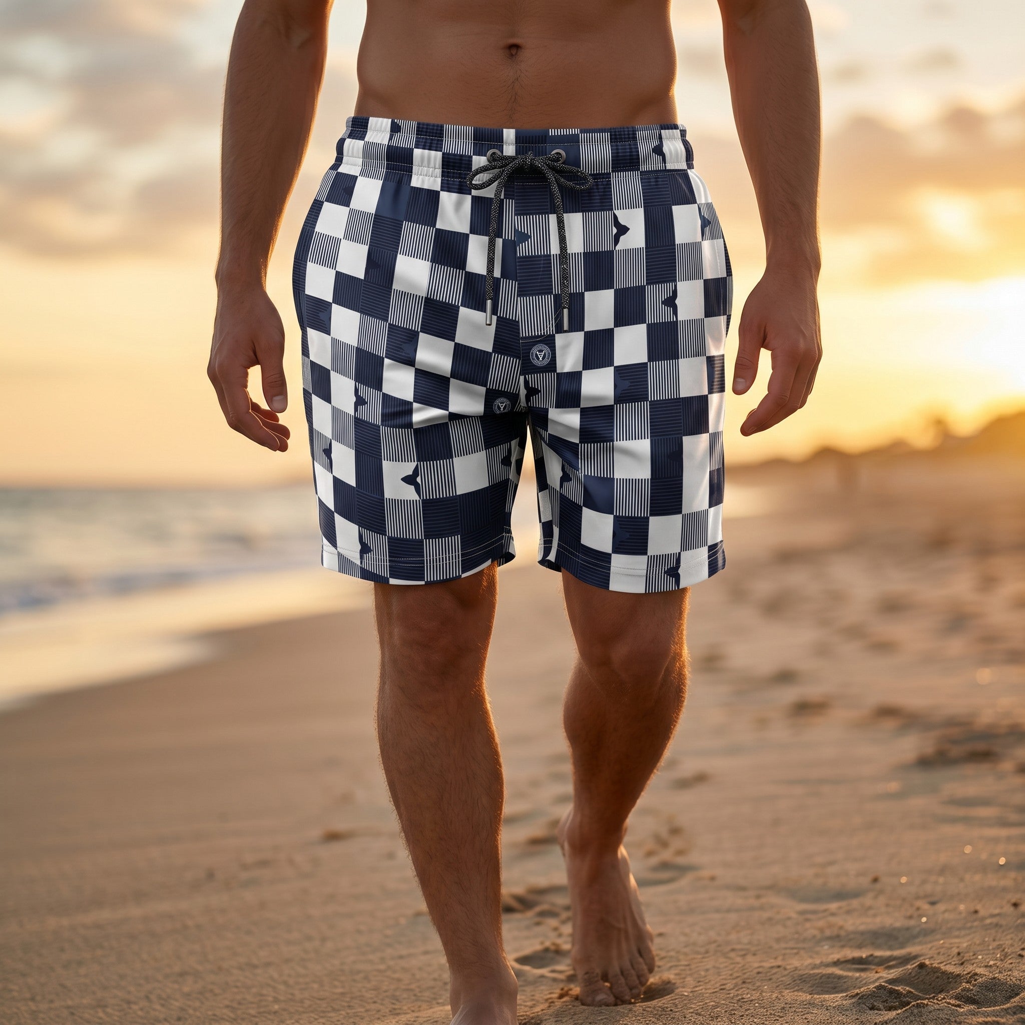 Louis Vuitton Damier Check Swim Shorts β Navy & White πππ€