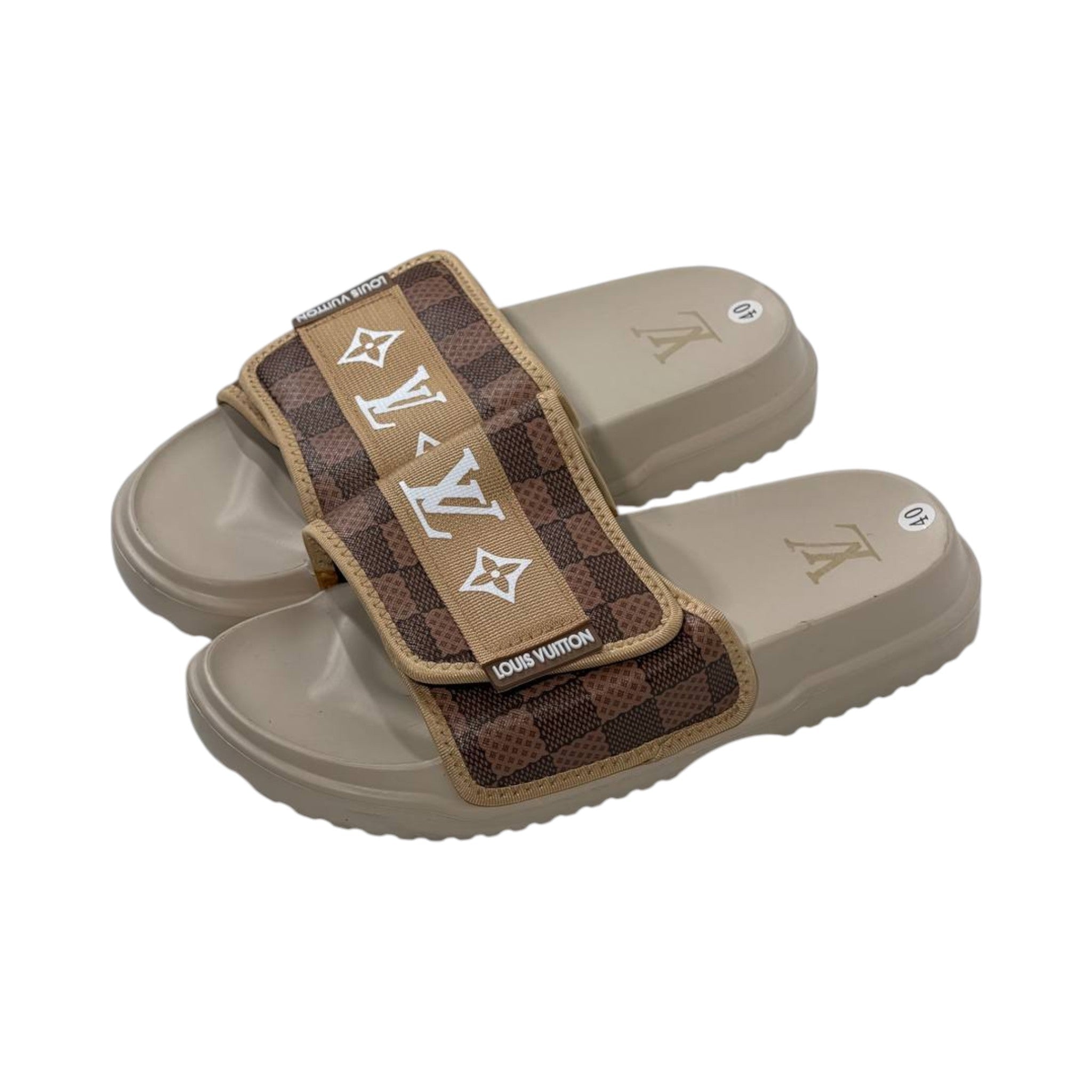 🤎 Louis Vuitton Damier Comfort Slides – Beige Luxury Edition