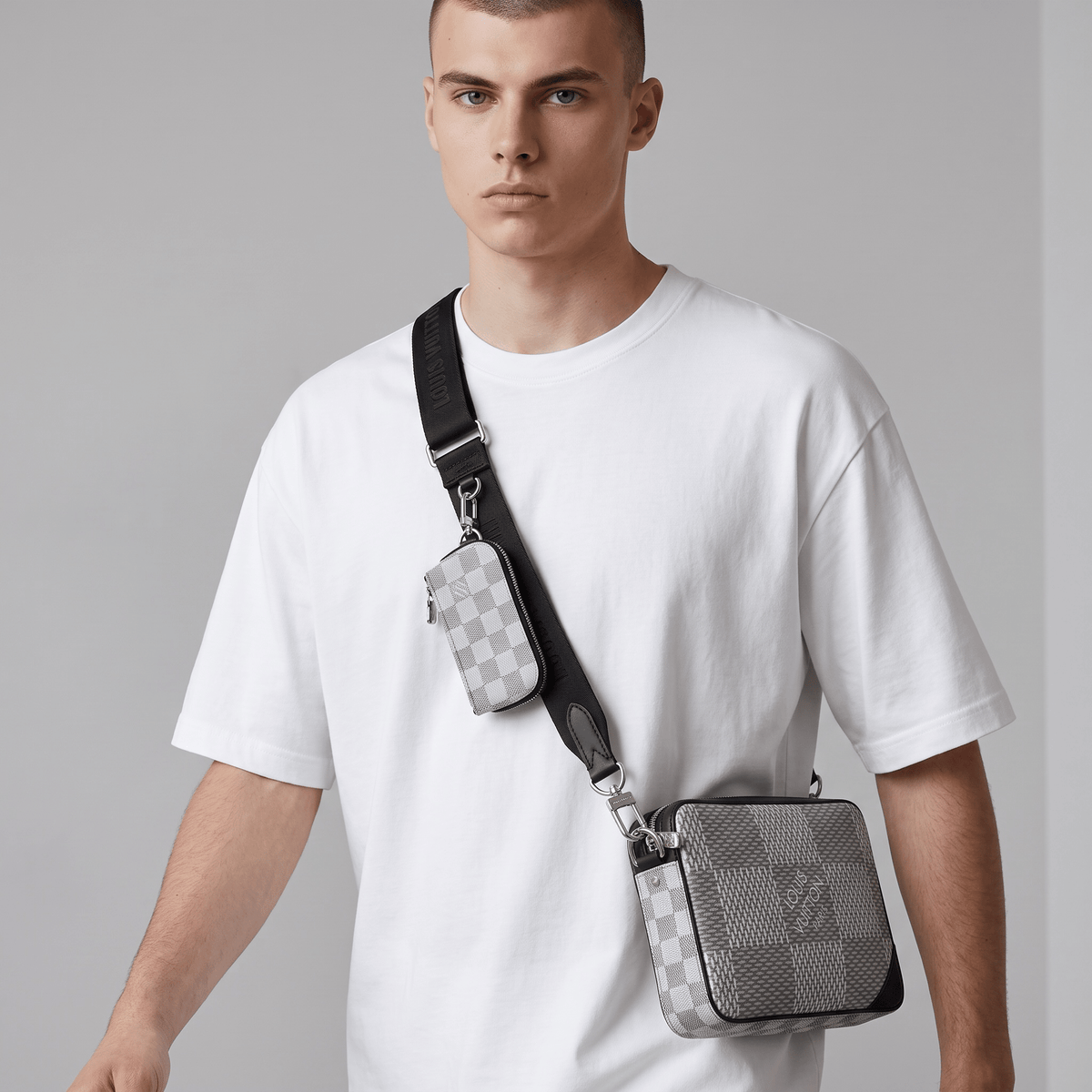π€ Louis Vuitton Damier Graphite Messenger Bag Set β White Checkered