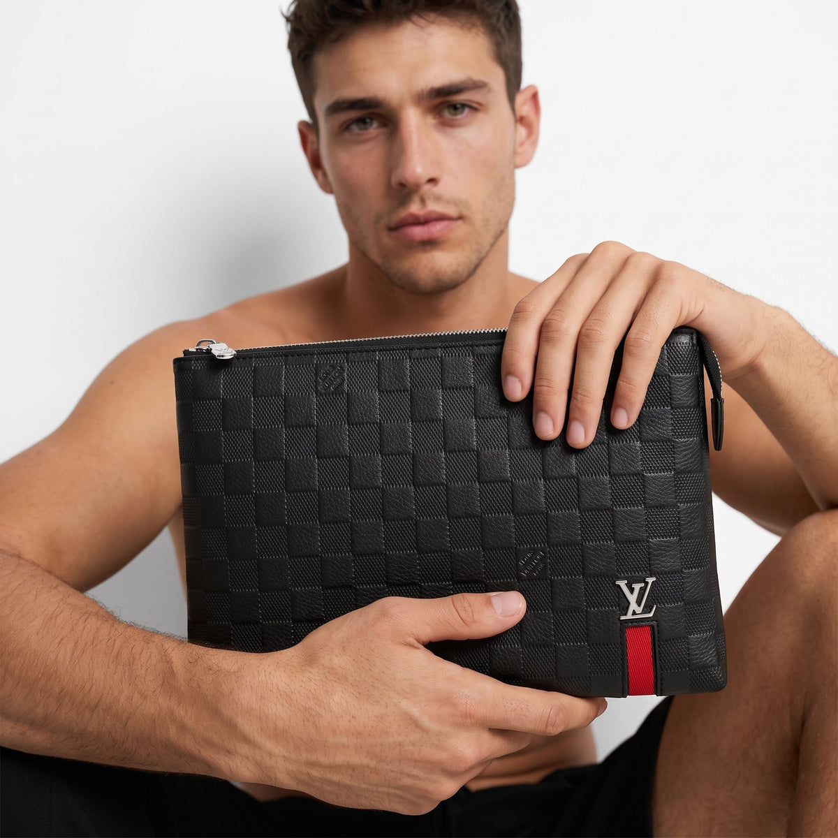 Louis Vuitton Damier Pouch β Black & Red