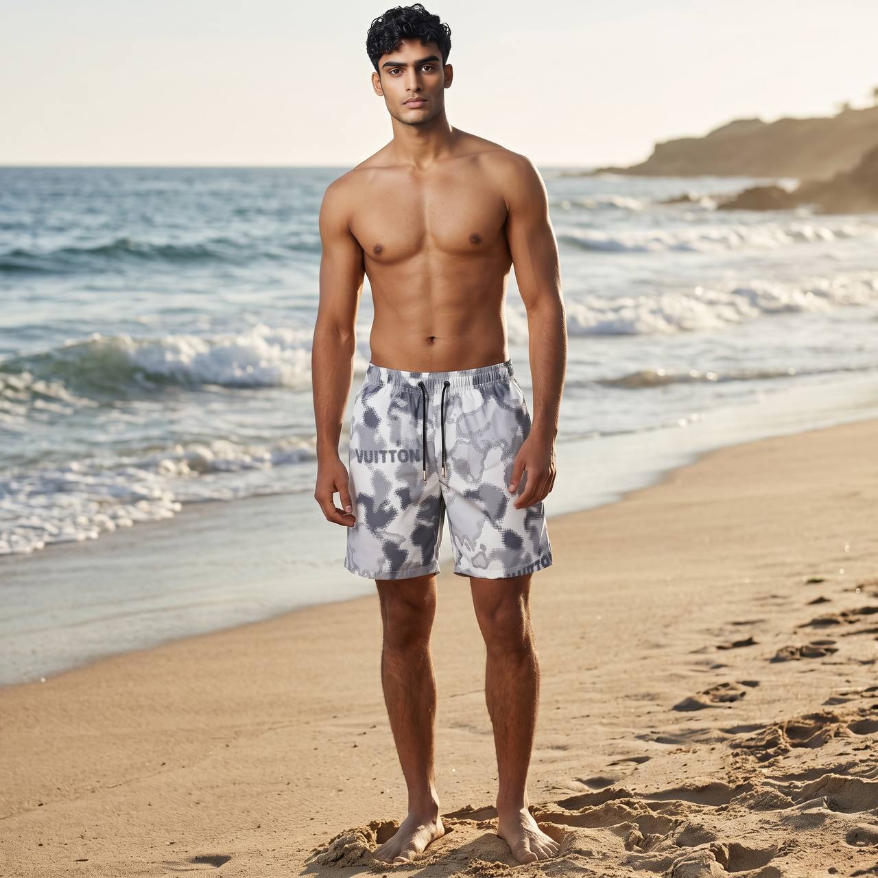 Louis Vuitton Grey Camo Swim Shorts 🩳 | LV Monogram Luxury Beachwear