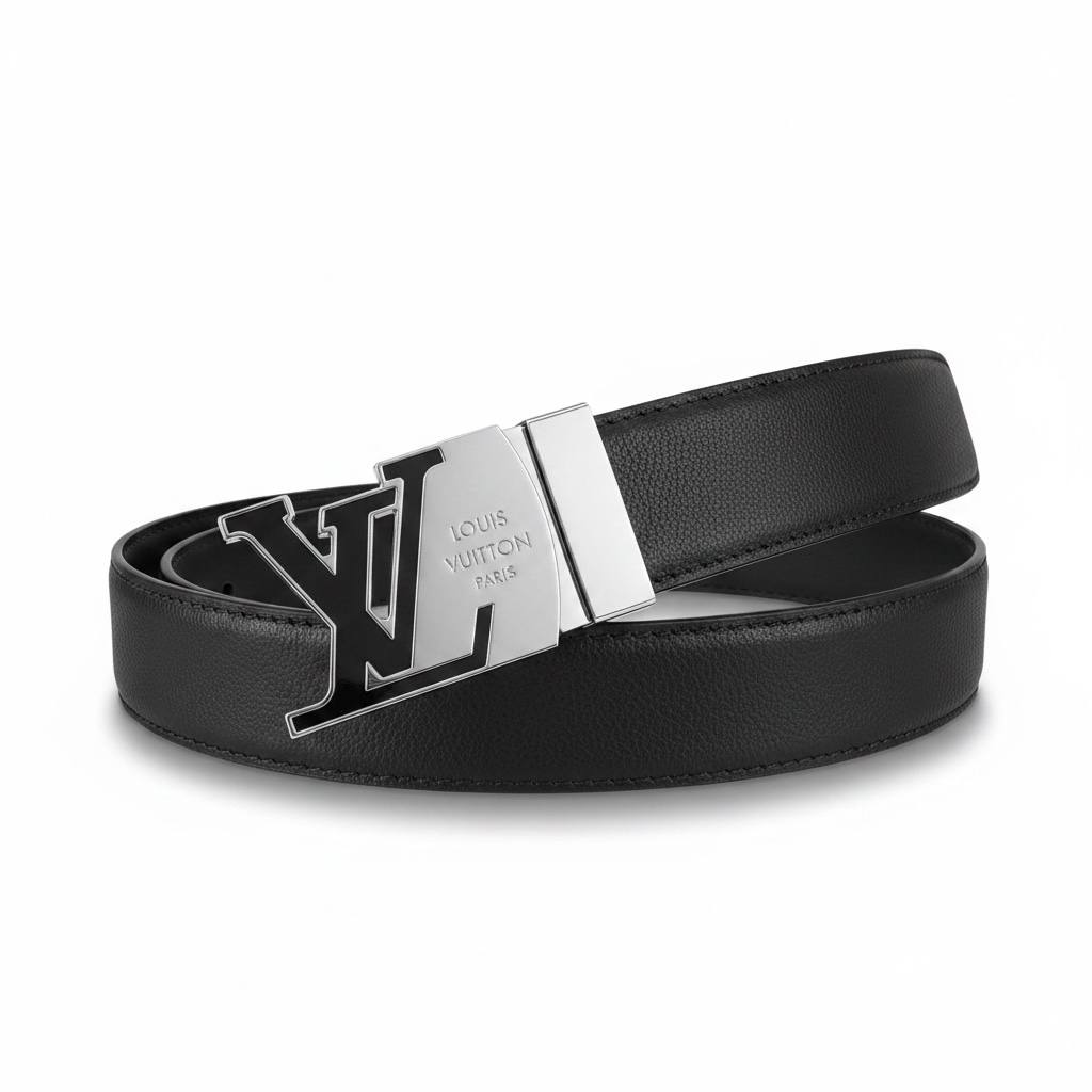 Louis Vuitton Luxury Black Belt 125CM – Silver LV Buckle Premium Designer Belt ✨🖤