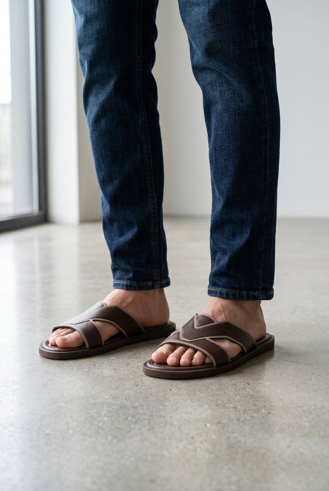 Louis Vuitton LV Cross Strap Leather Slides – Brown