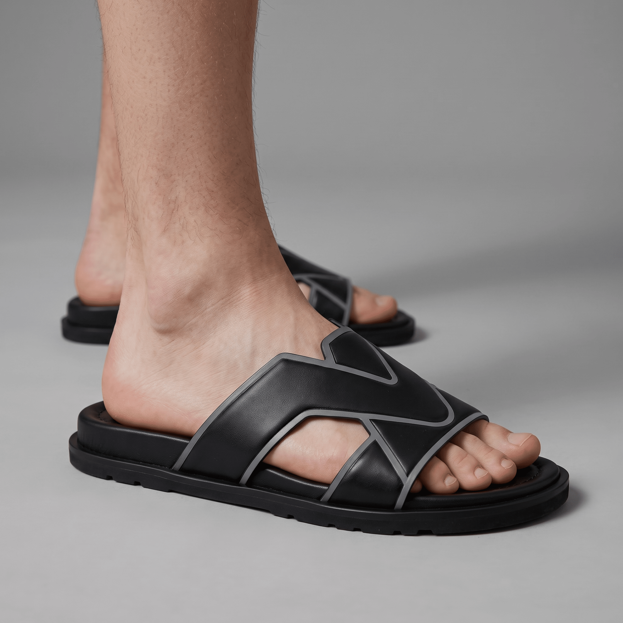 Louis Vuitton LV Interlocking Leather Slides – Black