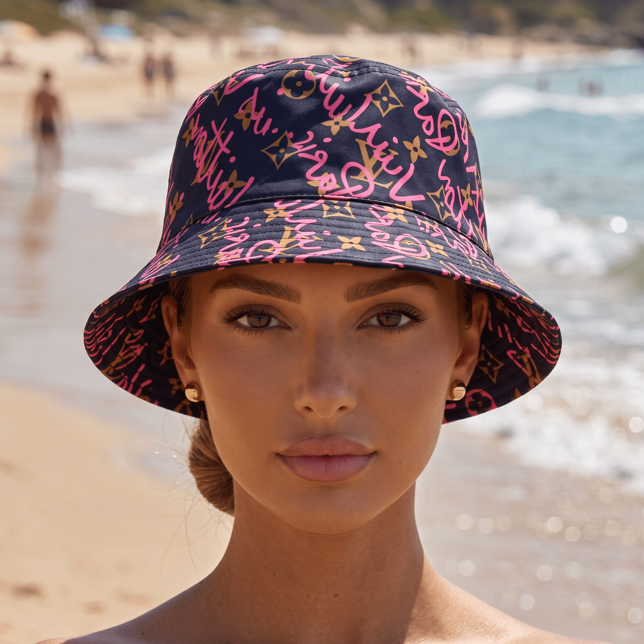 Louis Vuitton Monogram Graffiti Bucket Hat β Black/Pink π€π