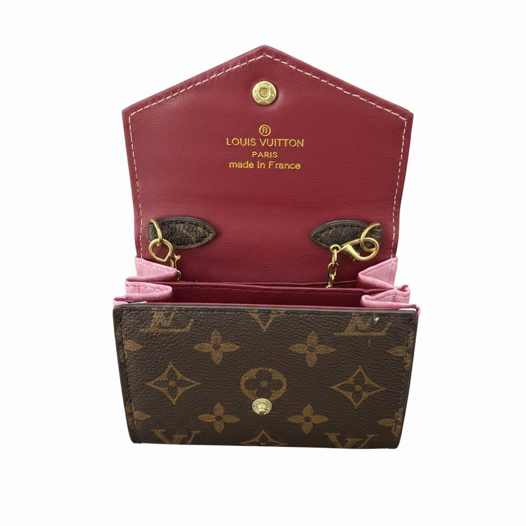 Louis Vuitton Monogram Mini Chain Wallet – Luxury Crossbody Bag Brown & Pink ✨👜