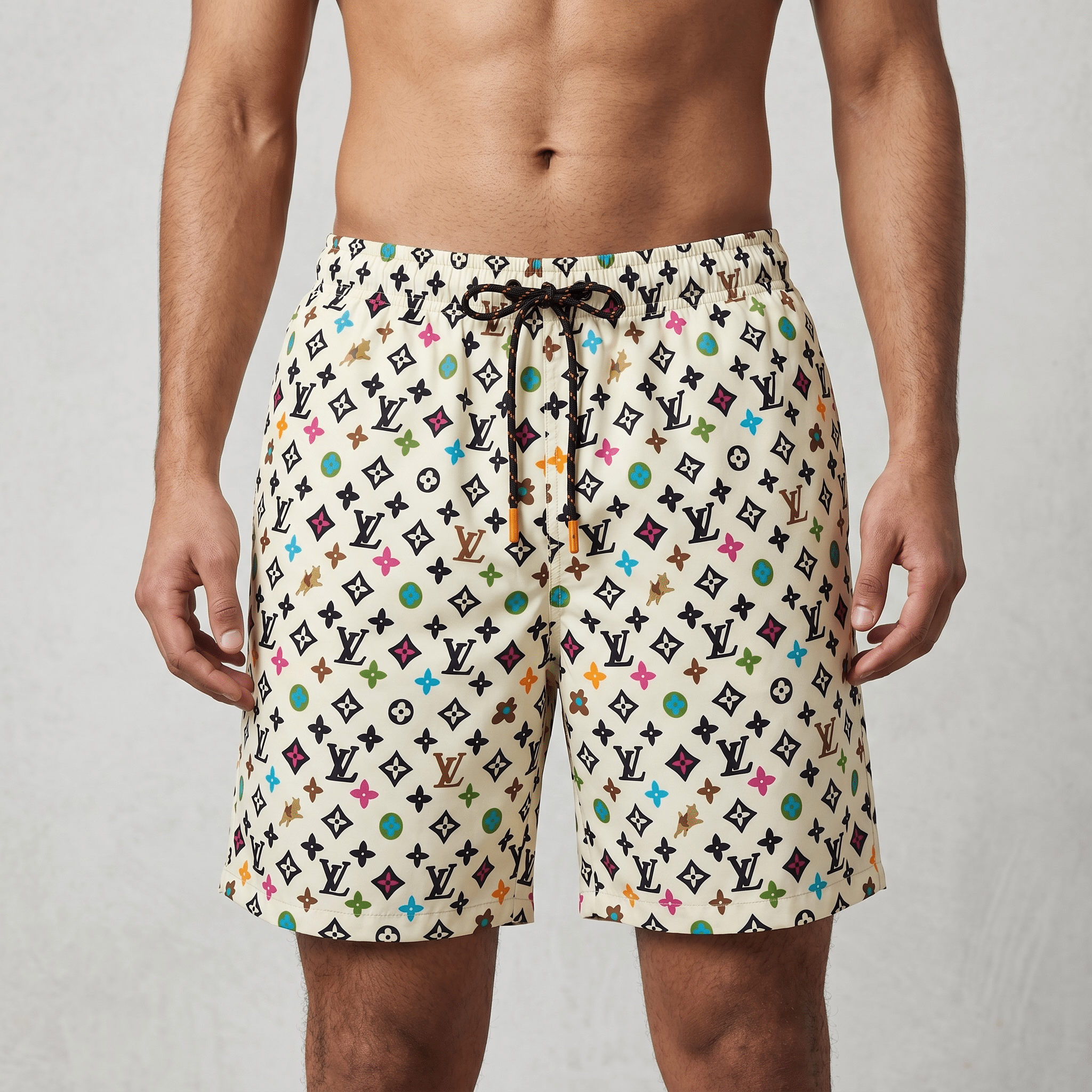 Louis Vuitton Monogram Multicolor White Swim Shorts β Summer Luxury Statement π€π